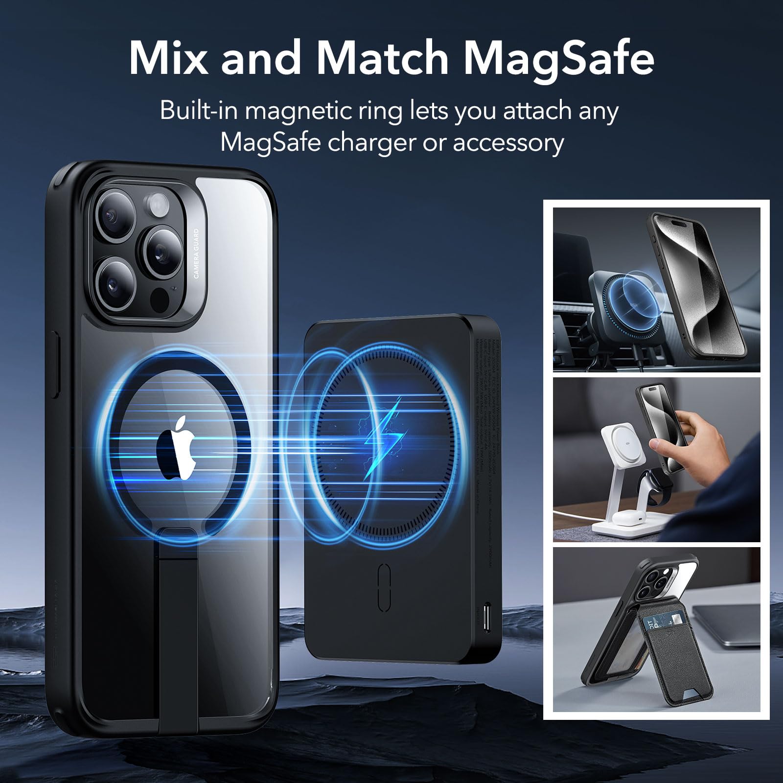 Foto 5 | Funda De Teléfono Esr Para Iphone 15 Pro Con Magsafe, Soporte Transparente - Venta Internacional.