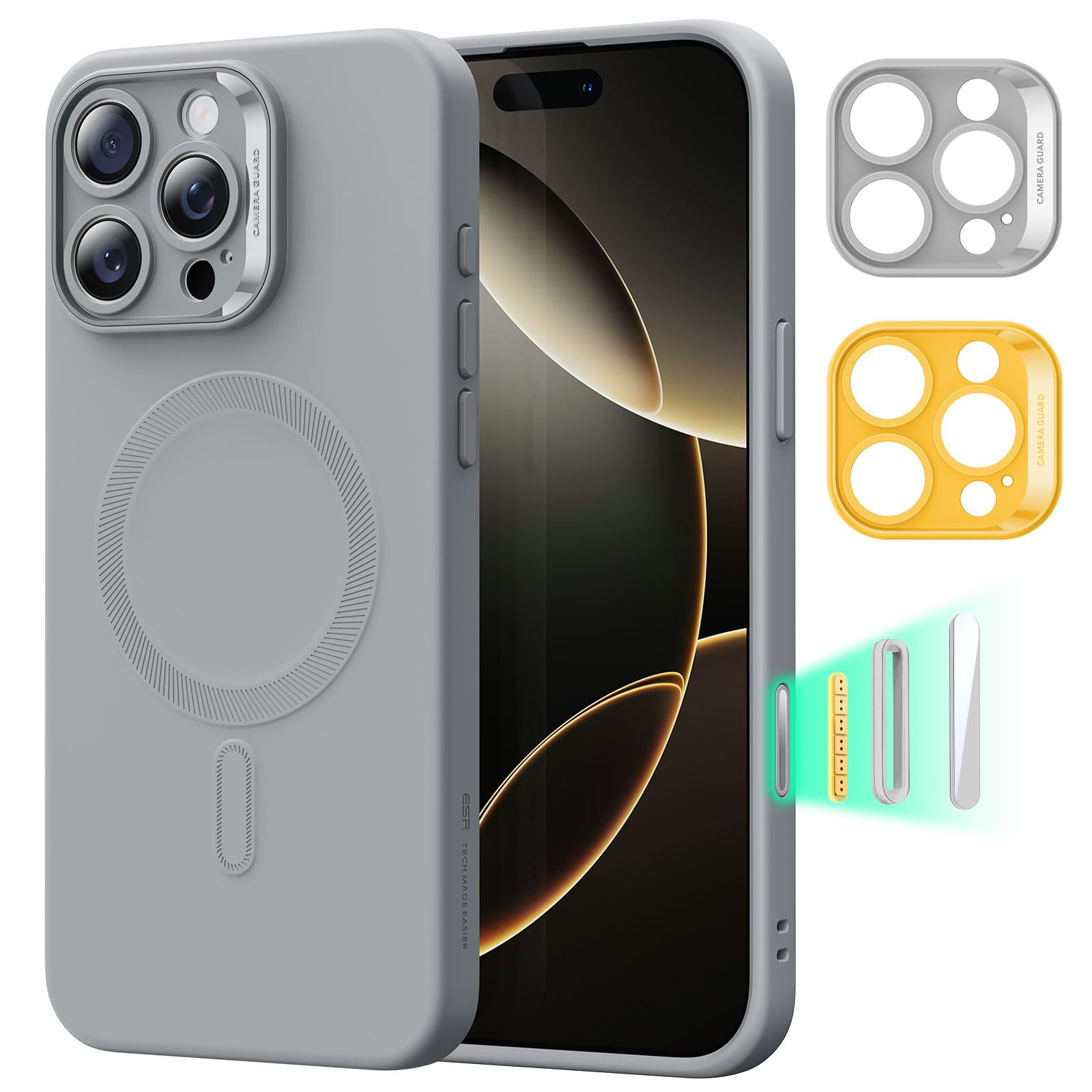 Foto 2 pulgar | Funda Esr Para Iphone 16 Pro Con Magsafe, Silicona, Gris - Venta Internacional.