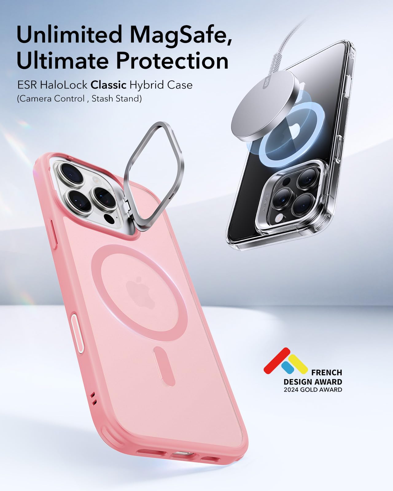 Foto 4 pulgar | Funda Esr Para Iphone 16 Pro Max Con Control De Cámara Rosa - Venta Internacional.