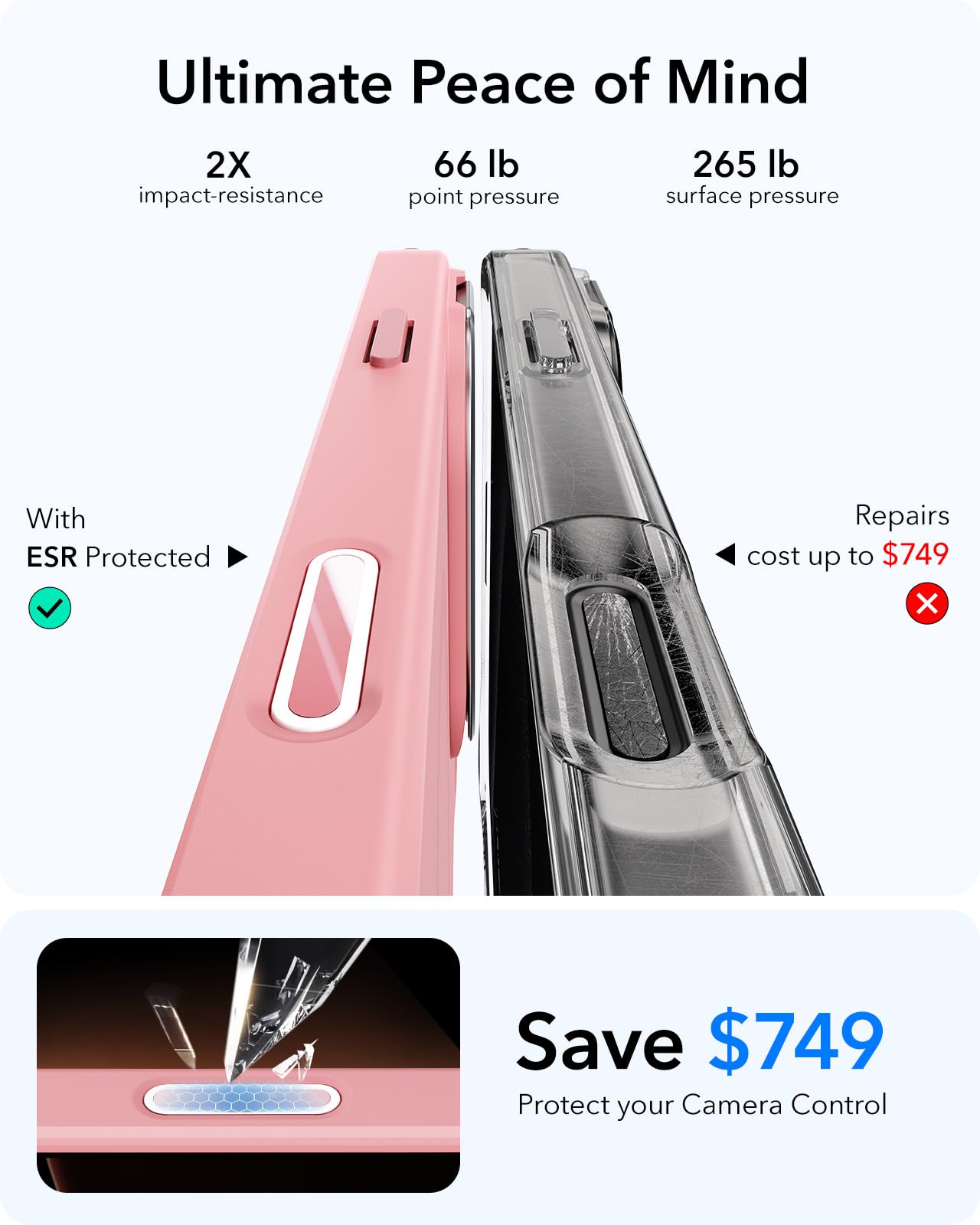 Foto 7 pulgar | Funda Esr Para Iphone 16 Pro Max Con Control De Cámara Rosa - Venta Internacional.