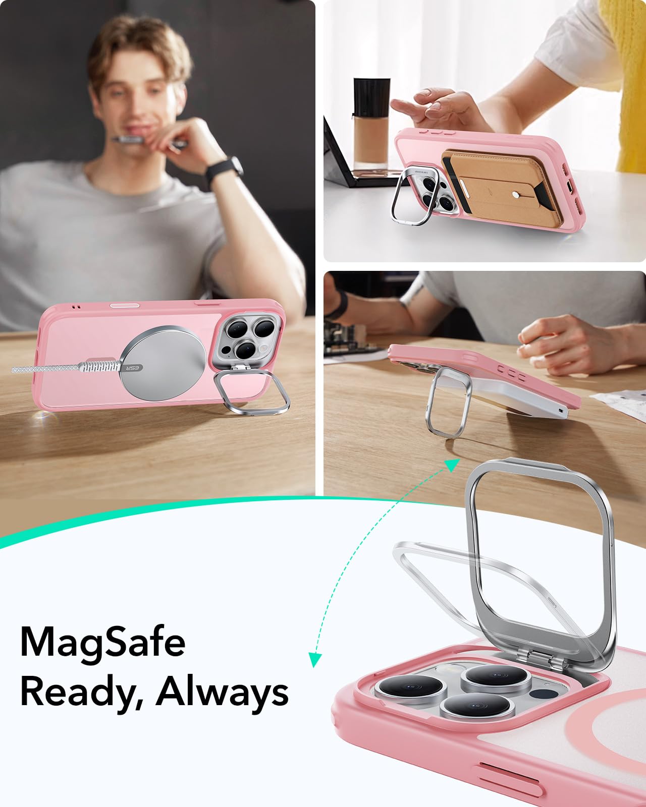 Foto 8 pulgar | Funda Esr Para Iphone 16 Pro Max Con Control De Cámara Rosa - Venta Internacional.