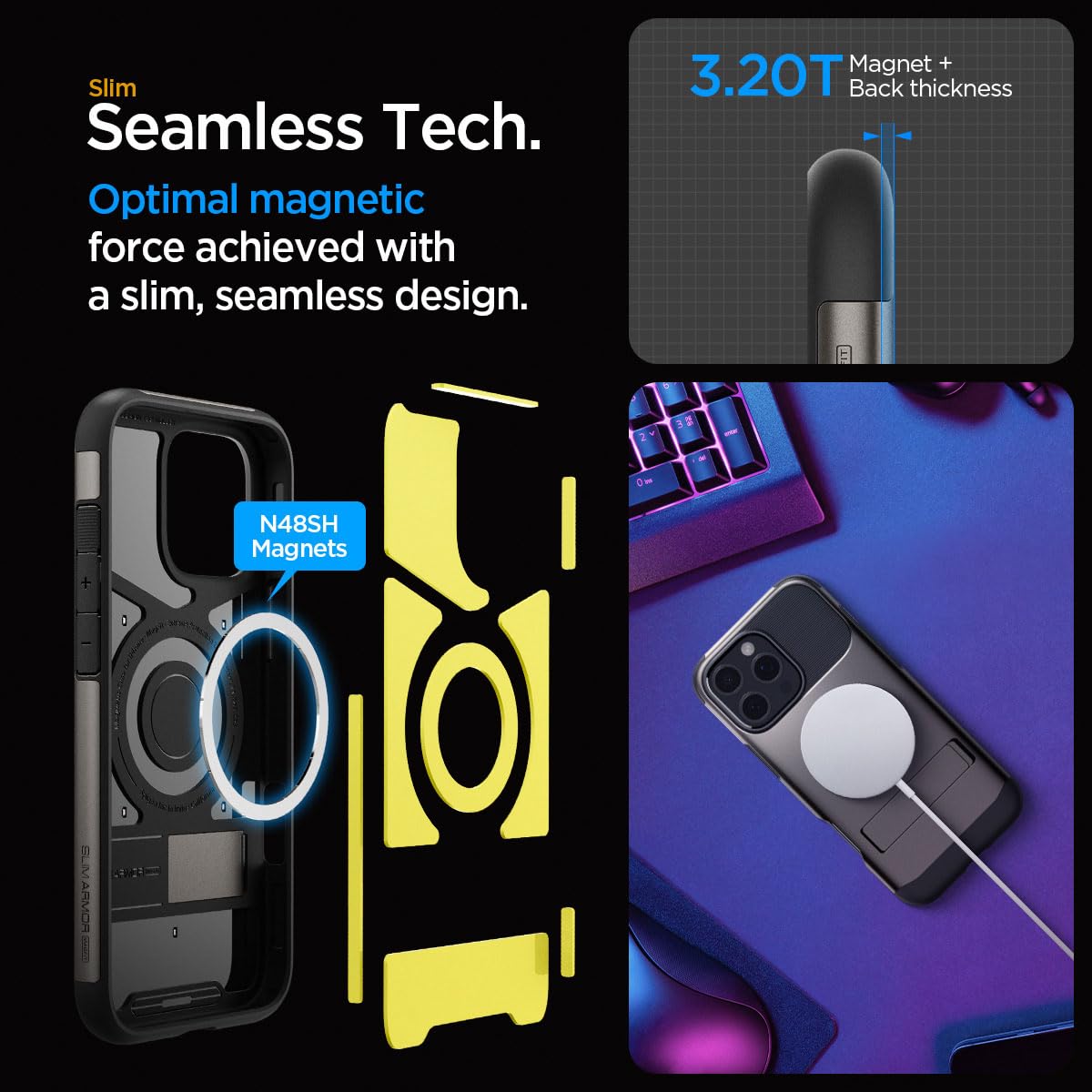 Foto 6 pulgar | Funda Para Iphone Spigen Slim Armor Magfit, De Grado Militar, Color Bronce - Venta Internacional.