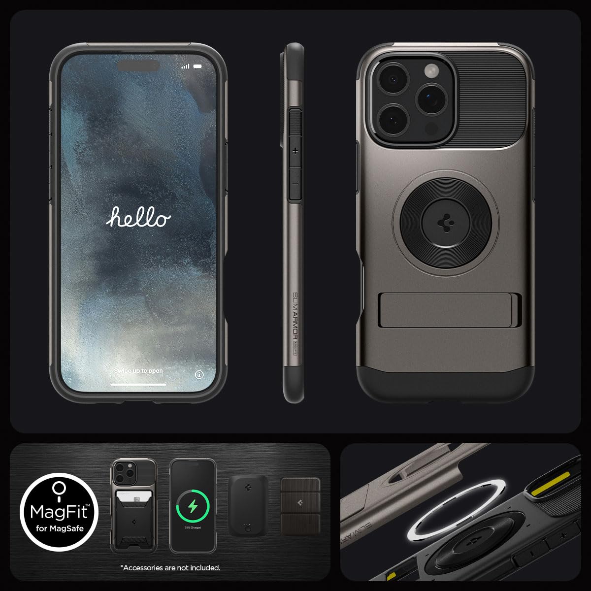 Foto 7 pulgar | Funda Para Iphone Spigen Slim Armor Magfit, De Grado Militar, Color Bronce - Venta Internacional.