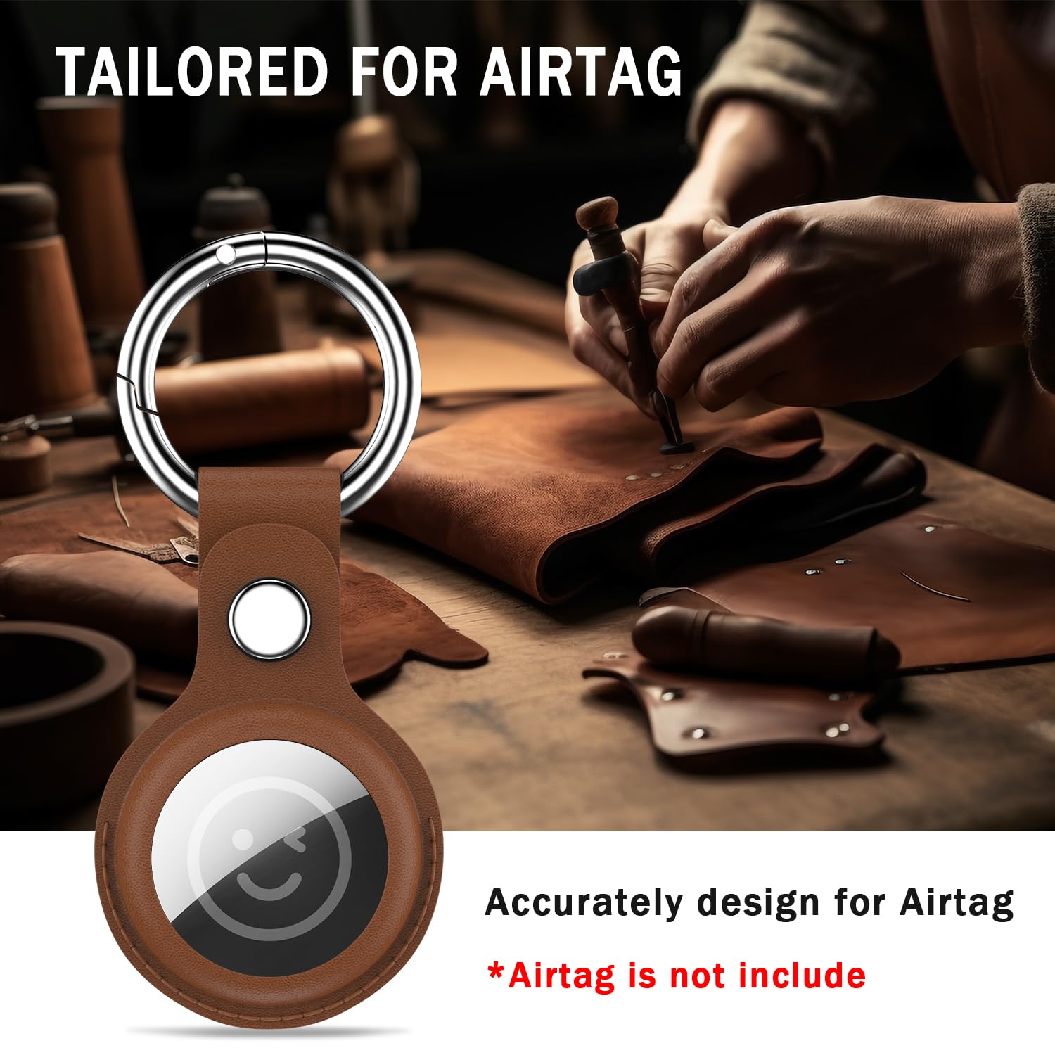 Foto 4 pulgar | Funda De Piel Airtag Rfunguango Para Apple Air Tag Con 4 Protectores - Venta Internacional.