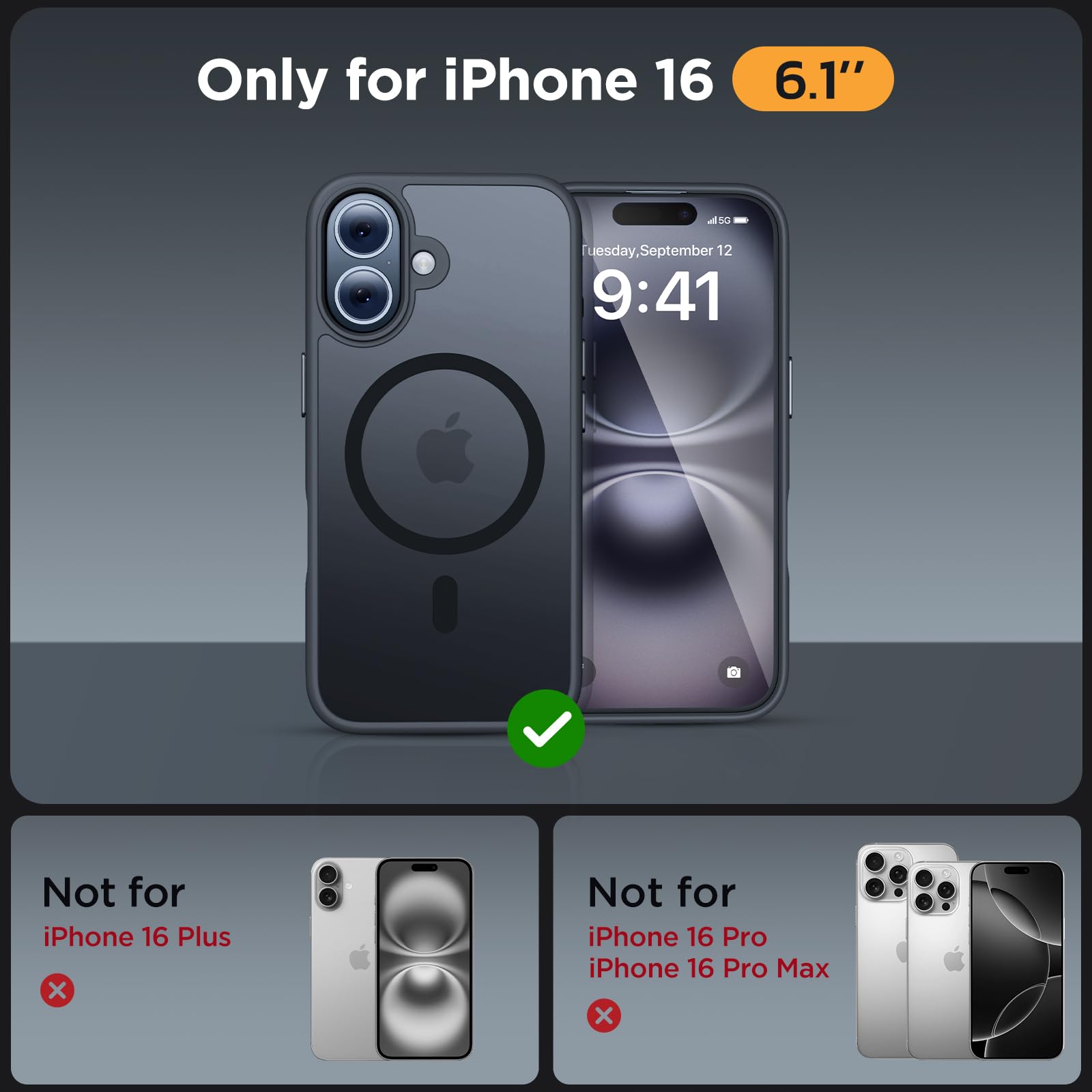Foto 2 | Funda Magnética Miracase Para Iphone 16 Con 2 Protectores De Pantalla - Venta Internacional.