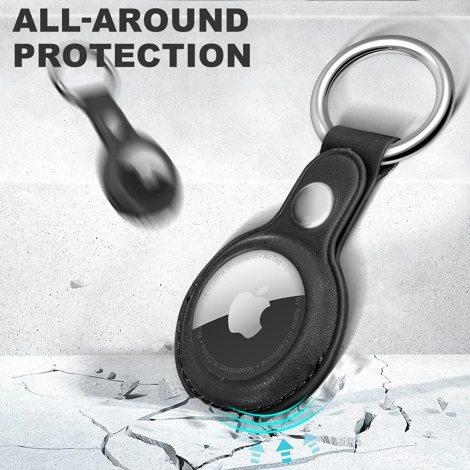 Foto 2 | Funda Protectora De Piel Woyinger Con Soporte Para Llavero Airtag, Color Negro - Venta Internacional.