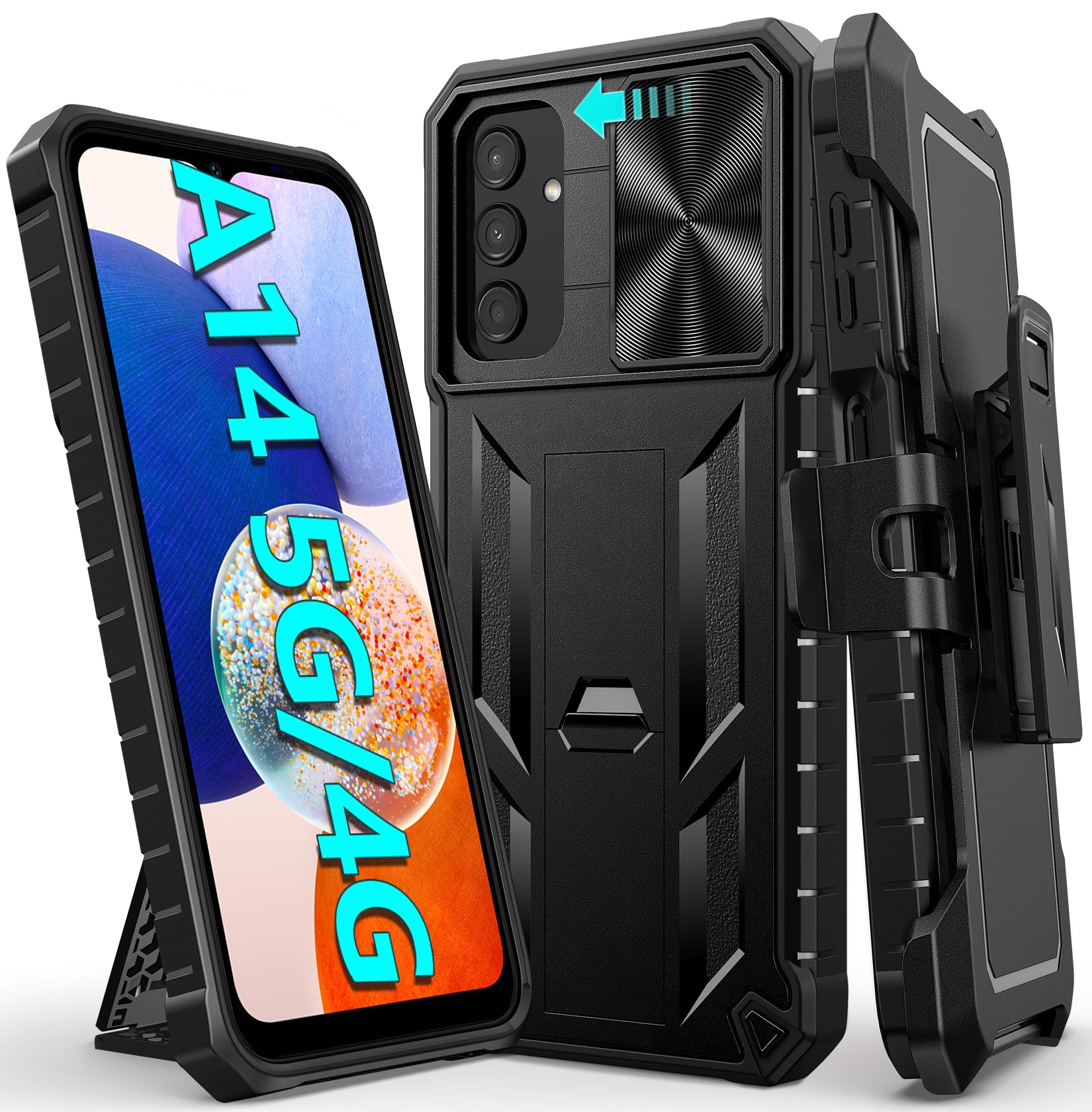 Foto 1 | Funda Fntcase Para Samsung Galaxy A14-5g Con Clip Para Cinturón, Color Negro - Venta Internacional.