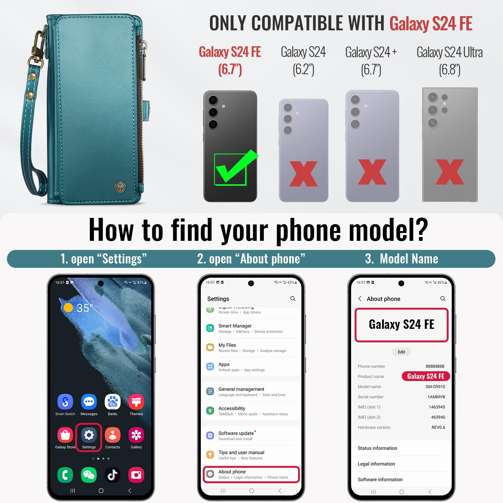 Foto 3 pulgar | Funda Wallet Defcase Compatible Con Samsung Galaxy S24 Fe 5g - Venta Internacional.
