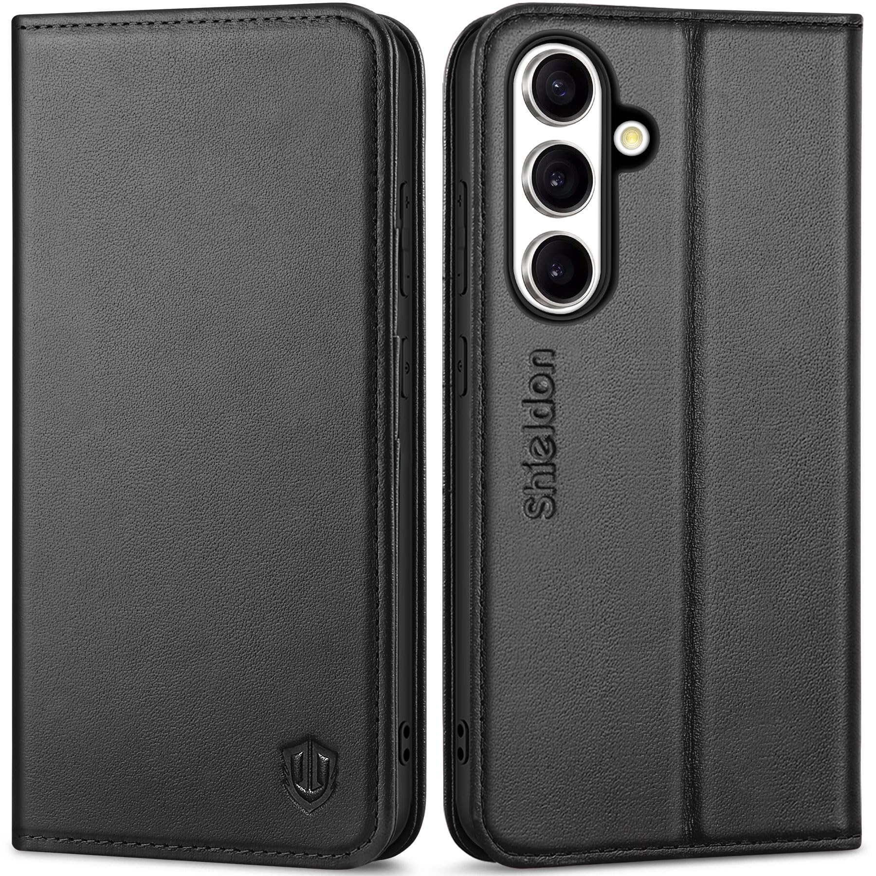 Foto 2 pulgar | Funda Tipo Cartera Shieldon Para Galaxy S24 5g De Piel Auténtica, Color Negro - Venta Internacional.