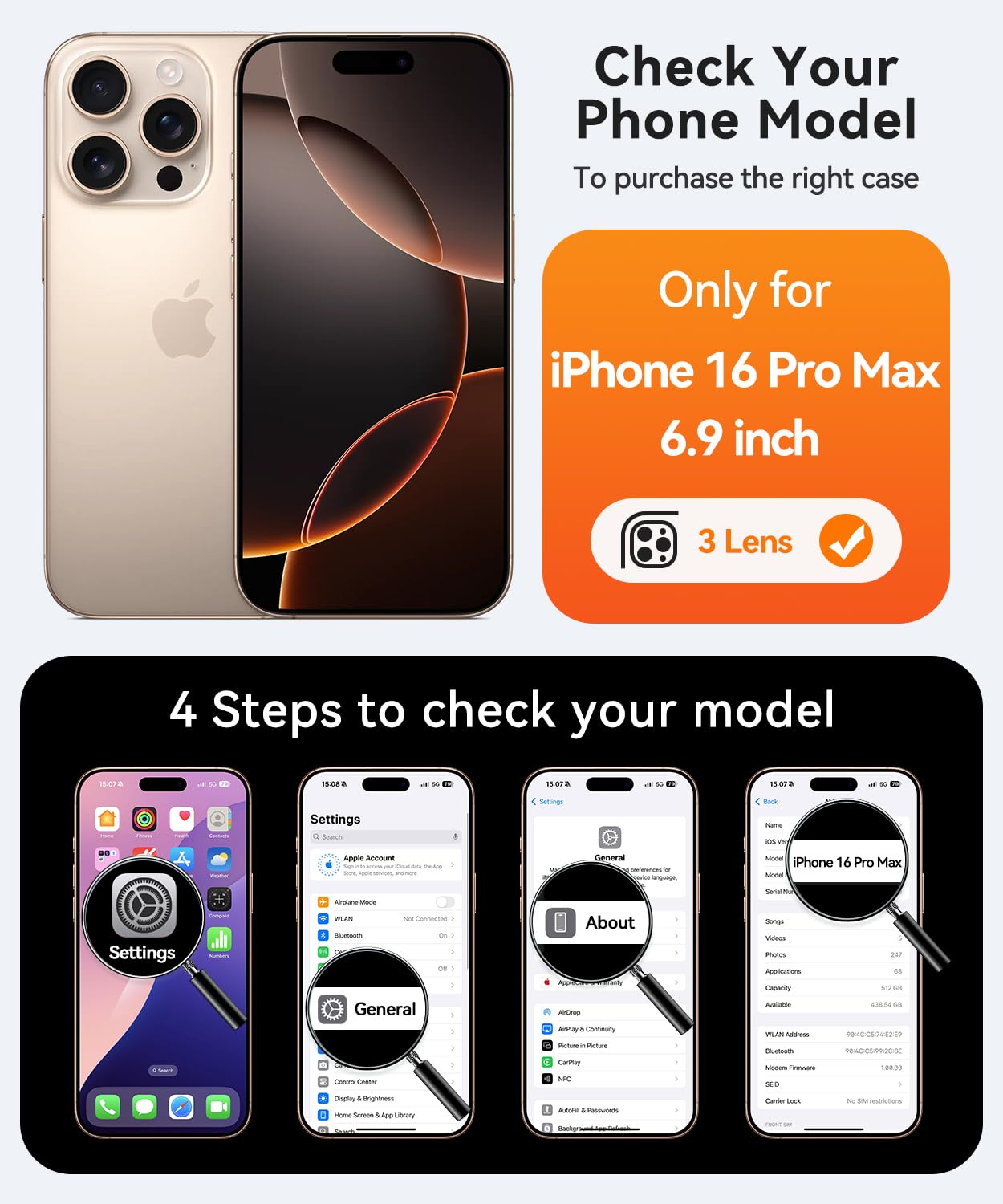 Foto 2 | Funda Magnética Canshn Compatible Con Iphone 16 Pro Max - Venta Internacional.
