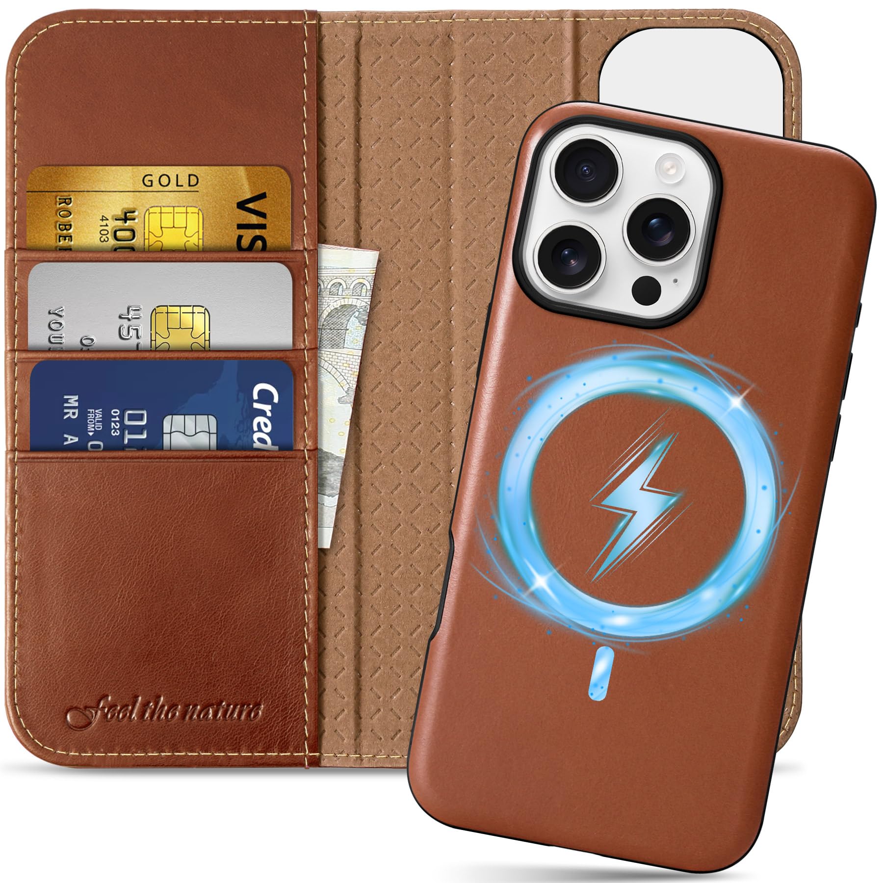 Foto 2 pulgar | Funda Shieldon Para Iphone 16 Pro Max 6.9 De Piel Auténtica, Color Marrón - Venta Internacional.