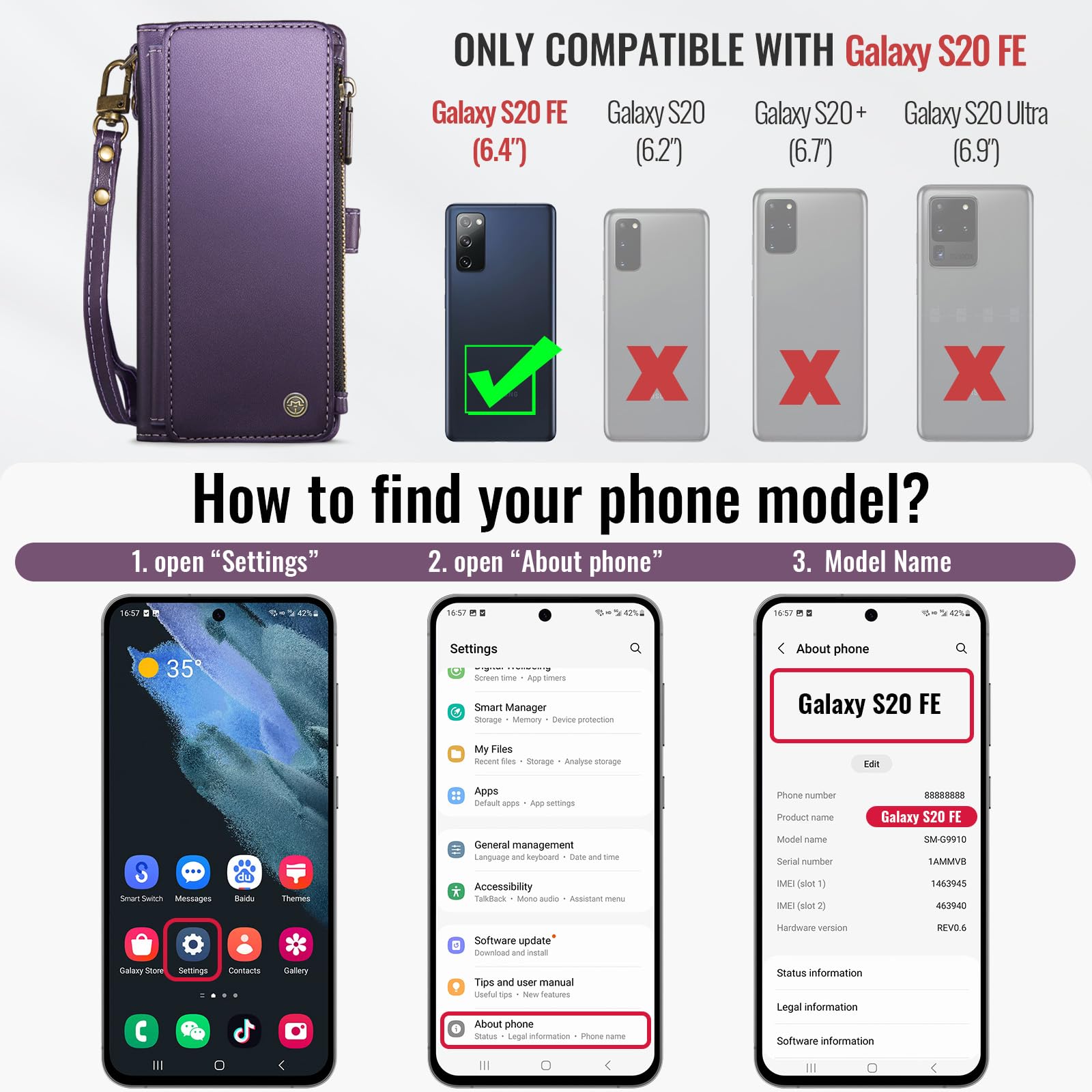 Foto 6 | Funda Para Teléfono Wallet Defense Para Samsung Galaxy S20 Fe 5g Pu - Venta Internacional.