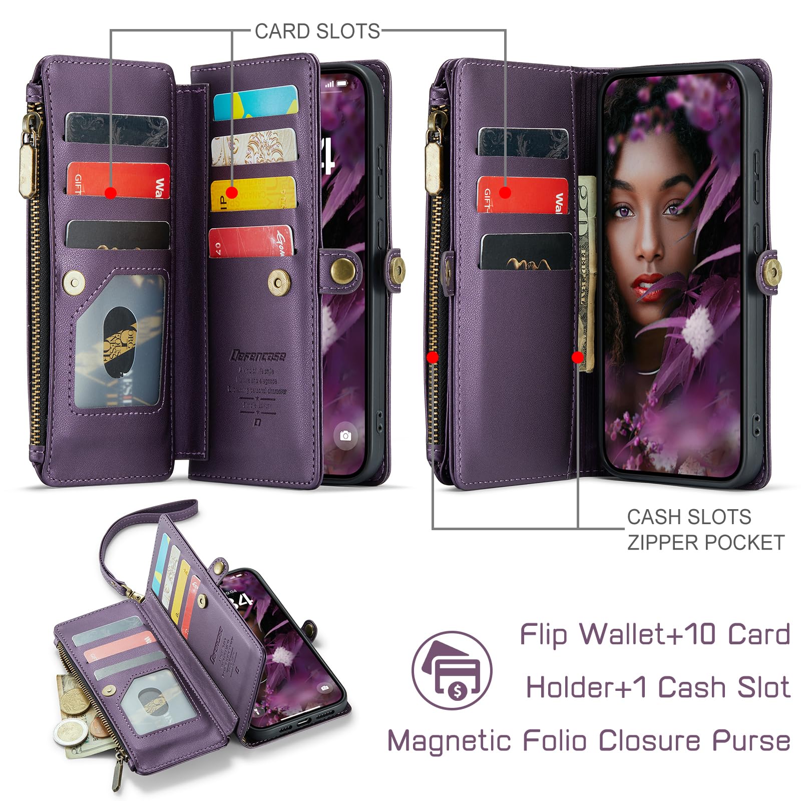 Foto 2 | Funda De Teléfono Wallet Defcase Compatible Con Samsung Galaxy S24 Plus - Venta Internacional.