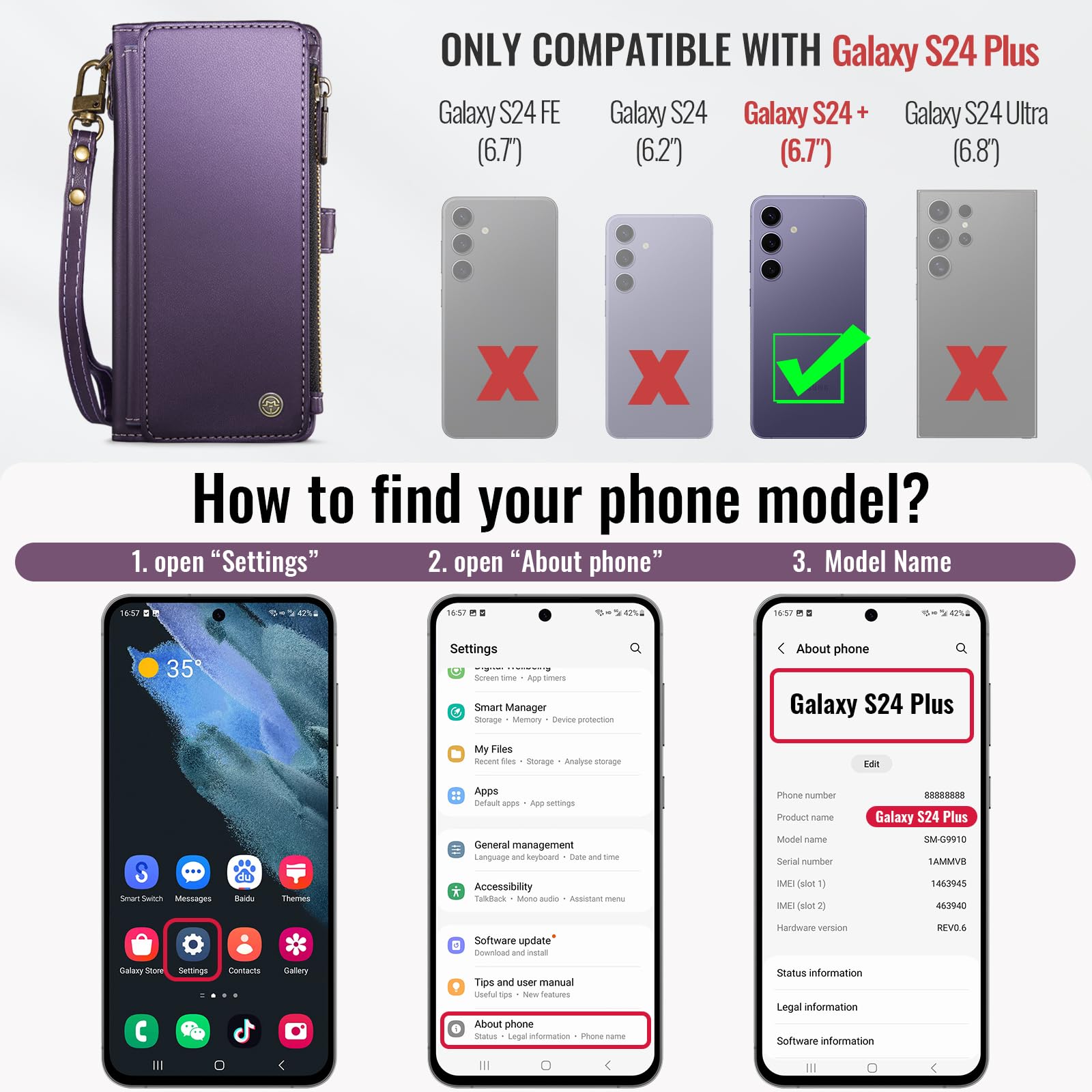 Foto 7 pulgar | Funda De Teléfono Wallet Defcase Compatible Con Samsung Galaxy S24 Plus - Venta Internacional.