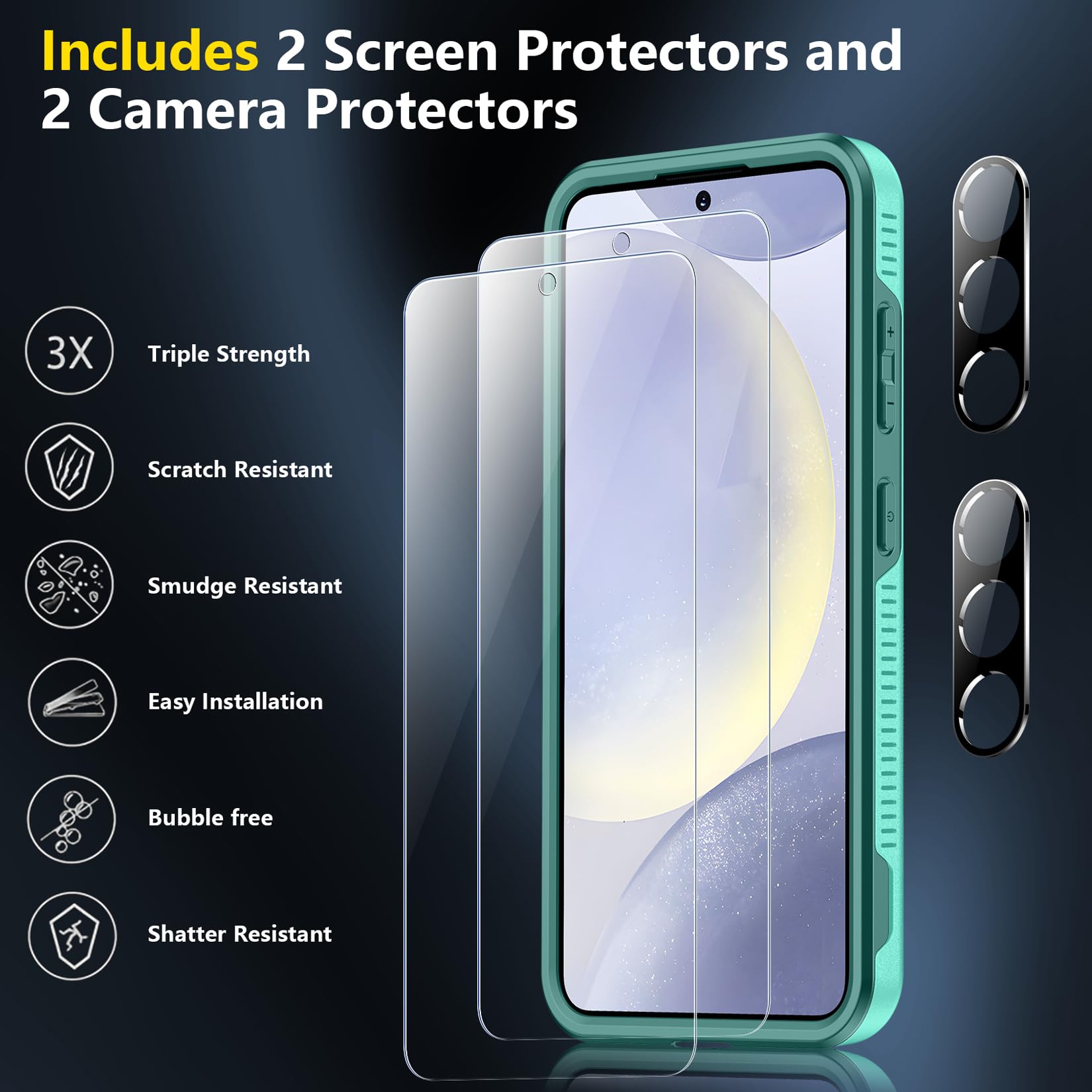 Foto 6 pulgar | Funda De Teléfono Spidercase Para Samsung Galaxy S24 Plus 2024, Color Verde Azulado - Venta Internacional.