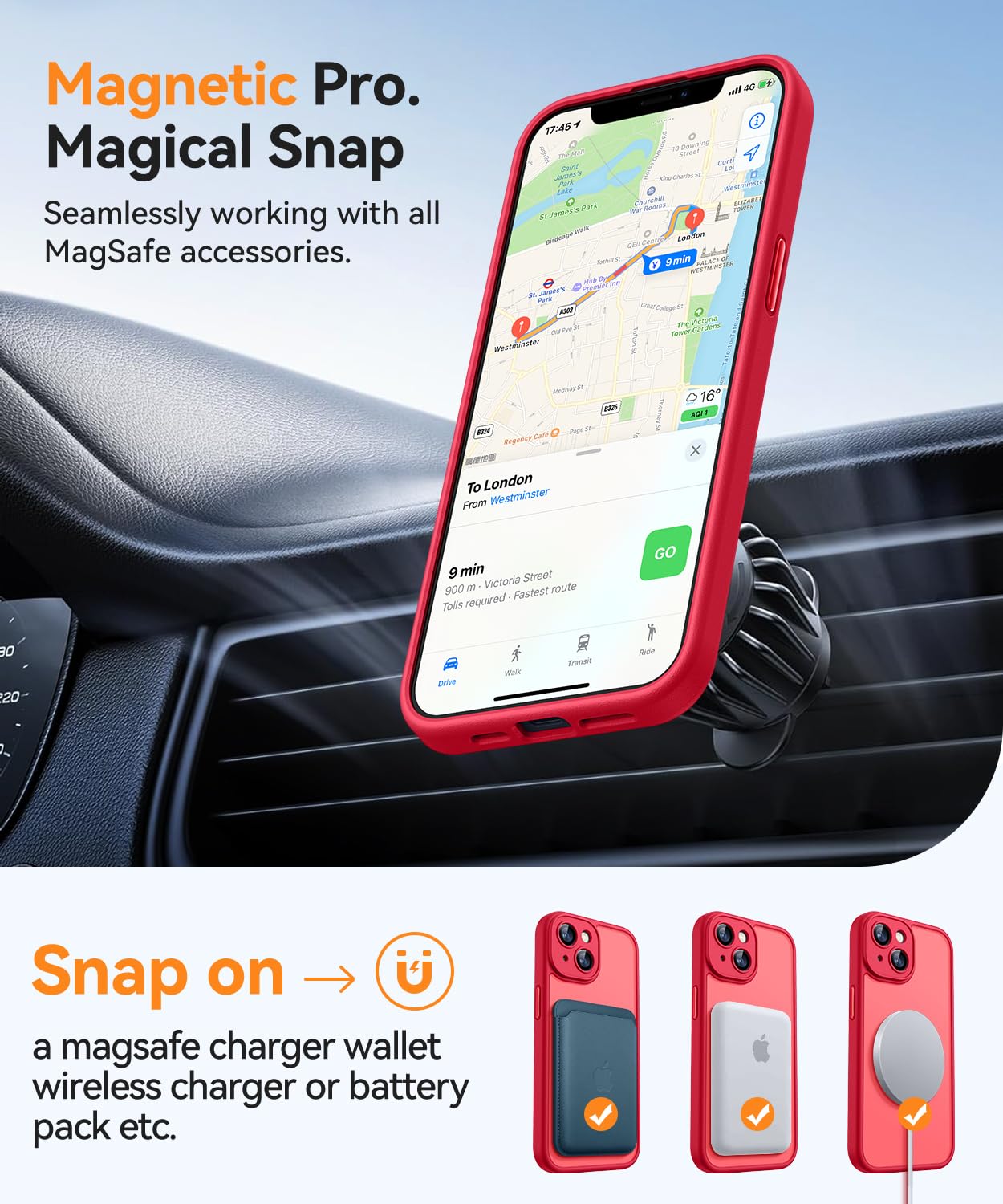Foto 5 pulgar | Funda Magnética Canshn Para Iphone 14 6.1 - Roja - Venta Internacional.