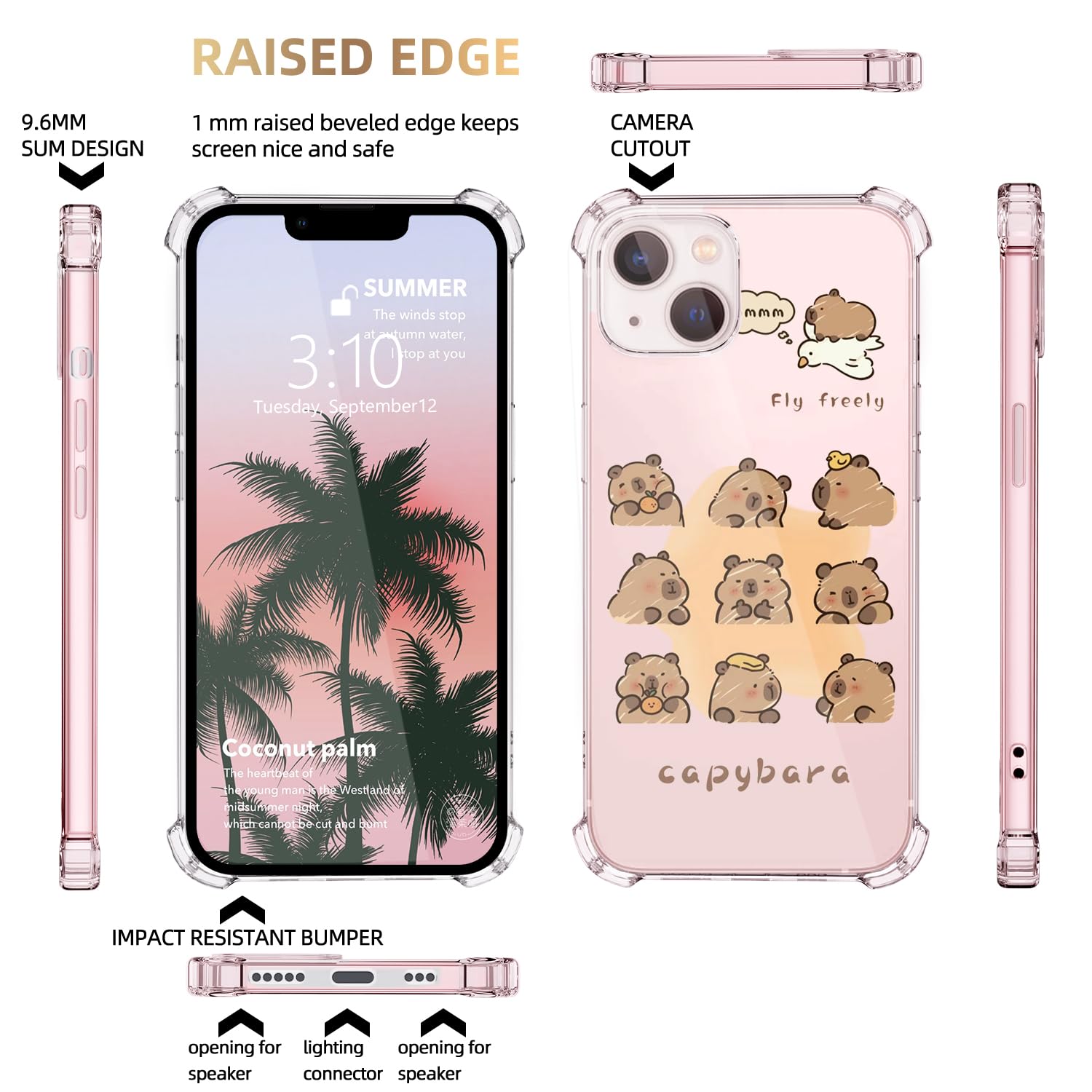 Foto 8 pulgar | Funda De Teléfono Luminousguard Para Iphone 15 Cute Kawaii Capybara - Venta Internacional.