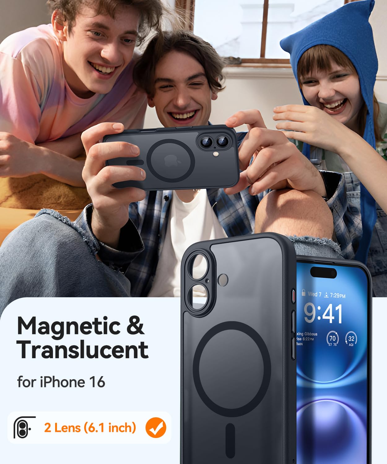 Foto 3 pulgar | Funda Magnética Canshn Para Iphone 16 De 6.1 Pulgadas Con Magsafe, Color Negro - Venta Internacional.