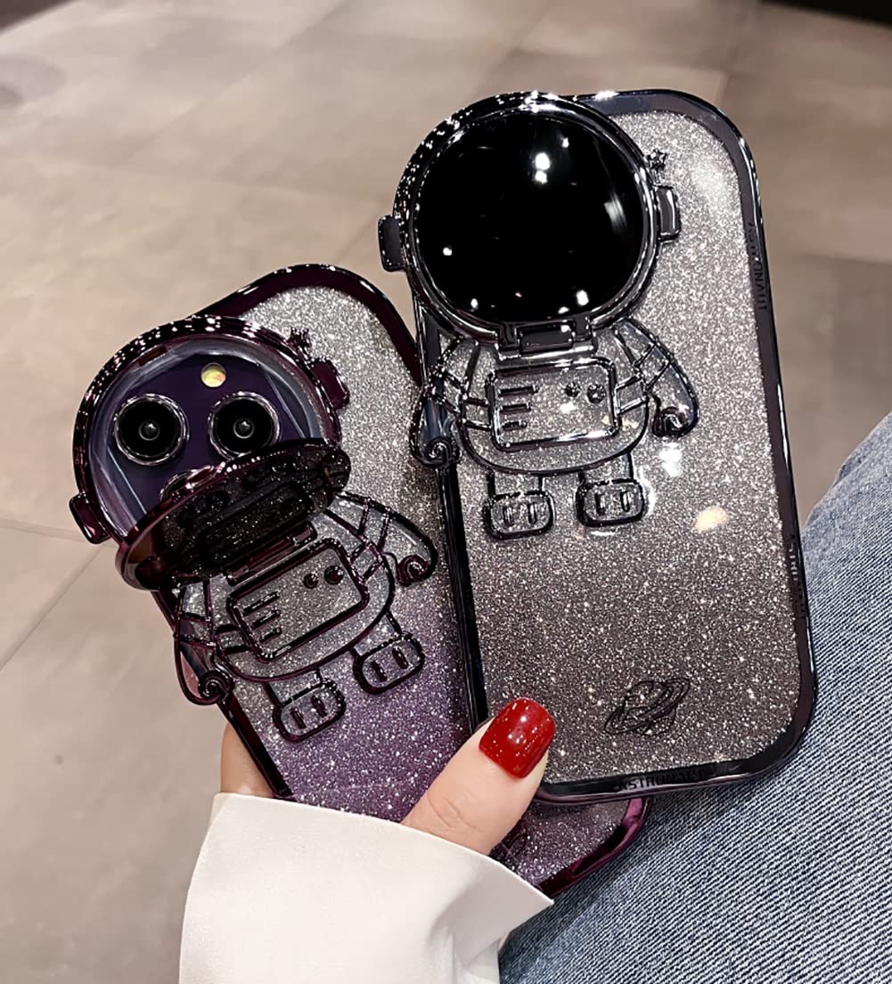 Foto 7 pulgar | Funda De Teléfono Qokcoahn Astronaut Hidden Stand Para Iphone 16 Pro - Venta Internacional.