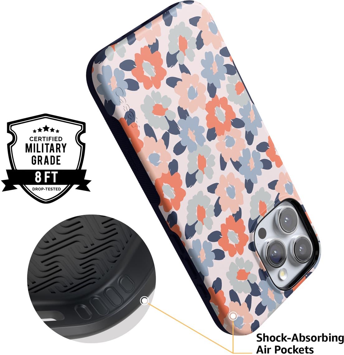 Foto 3 | Funda De Teléfono Casely Field Of Flowers Con Estampado Floral Pastel Para Iphone 16 Pro - Venta Internacional.