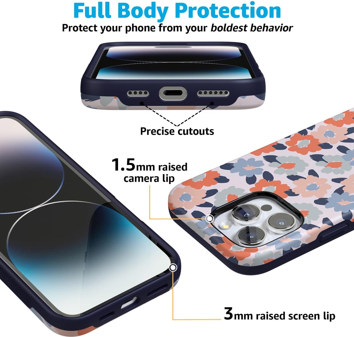 Foto 6 | Funda De Teléfono Casely Field Of Flowers Con Estampado Floral Pastel Para Iphone 16 Pro - Venta Internacional.
