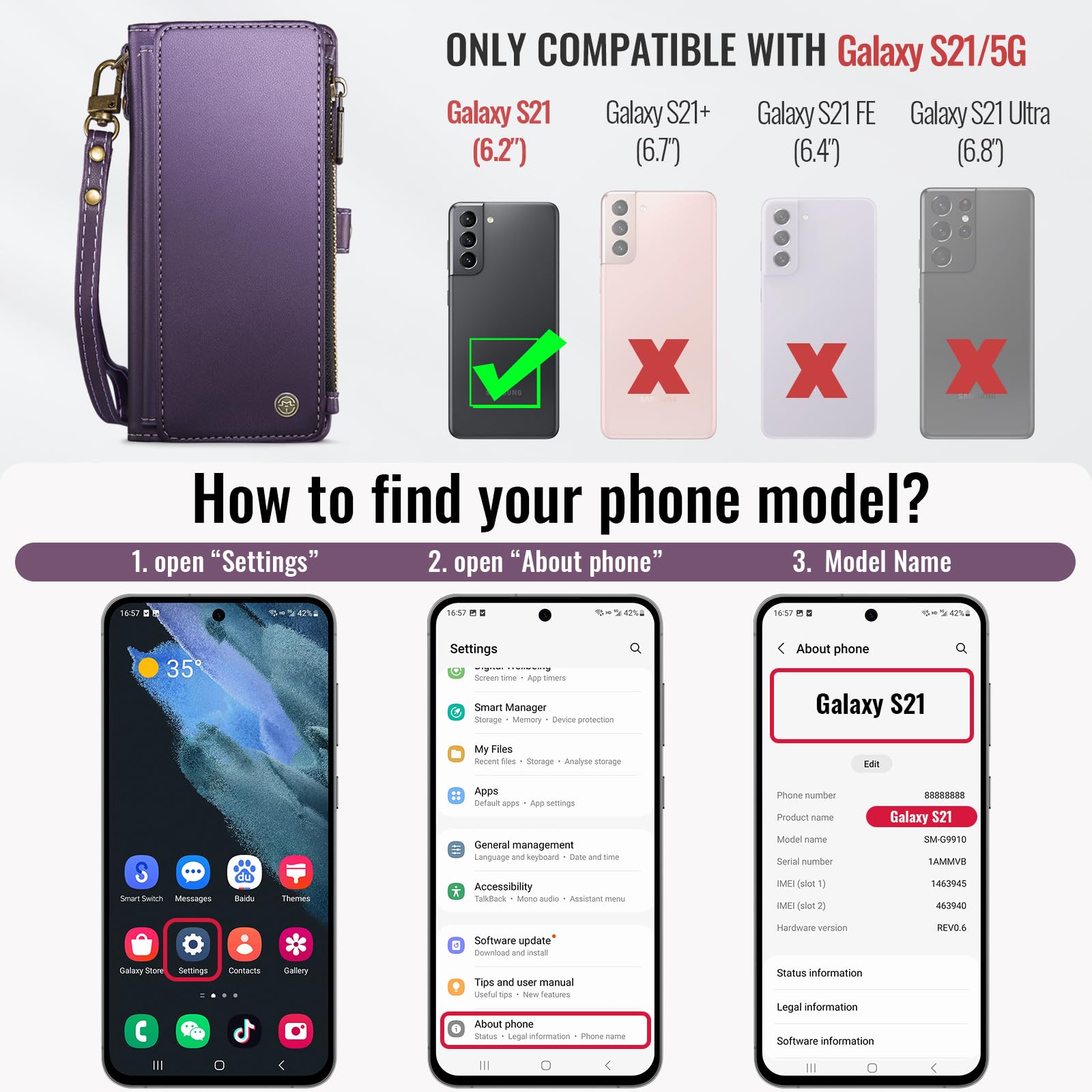Foto 7 pulgar | Funda Wallet Defcase Compatible Con Samsung Galaxy S21 5g - Venta Internacional.