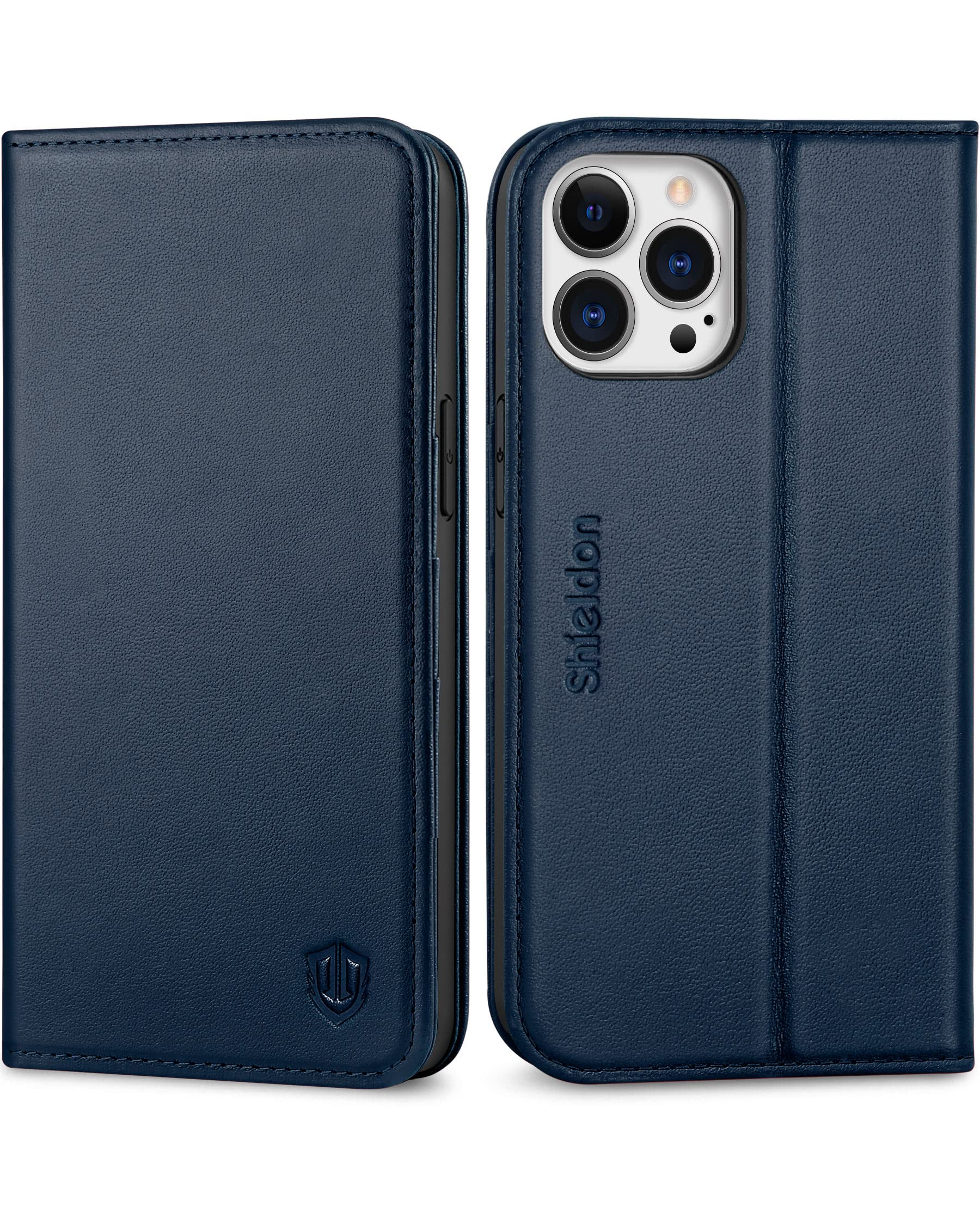 Funda Tipo Cartera Shieldon Para Iphone 13 Pro Max 5g Azul Marino - Venta Internacional.