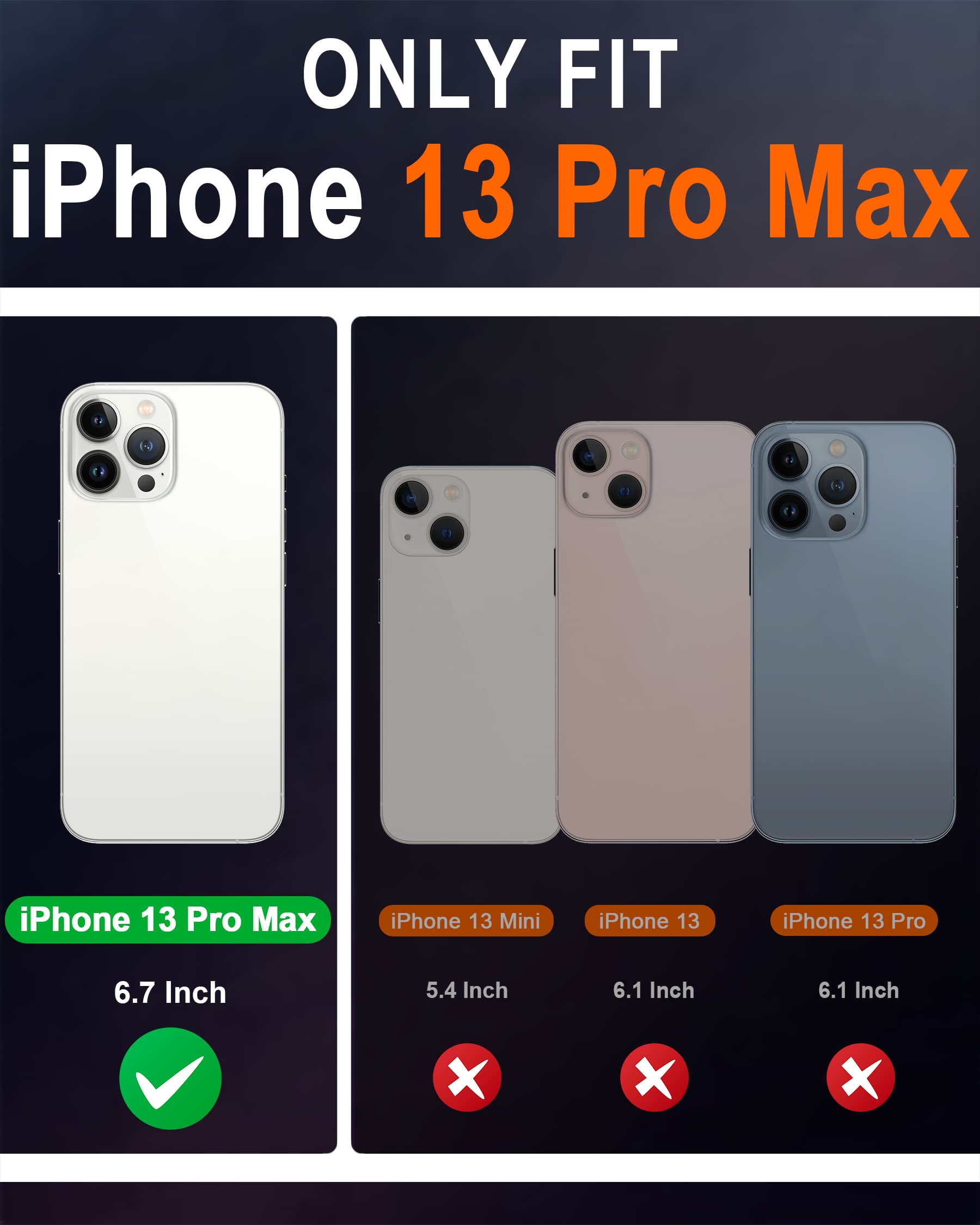 Foto 2 | Funda Tipo Cartera Shieldon Para Iphone 13 Pro Max 5g Azul Marino - Venta Internacional.