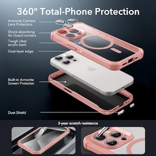 Foto 3 | Funda Esr Para Iphone 15 Pro Con Cristal Templado, Color Rosa Transparente - Venta Internacional.