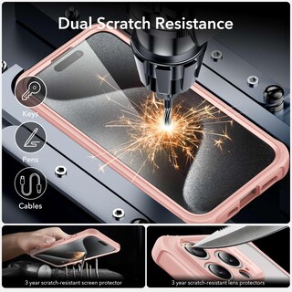 Foto 7 | Funda Esr Para Iphone 15 Pro Con Cristal Templado, Color Rosa Transparente - Venta Internacional.