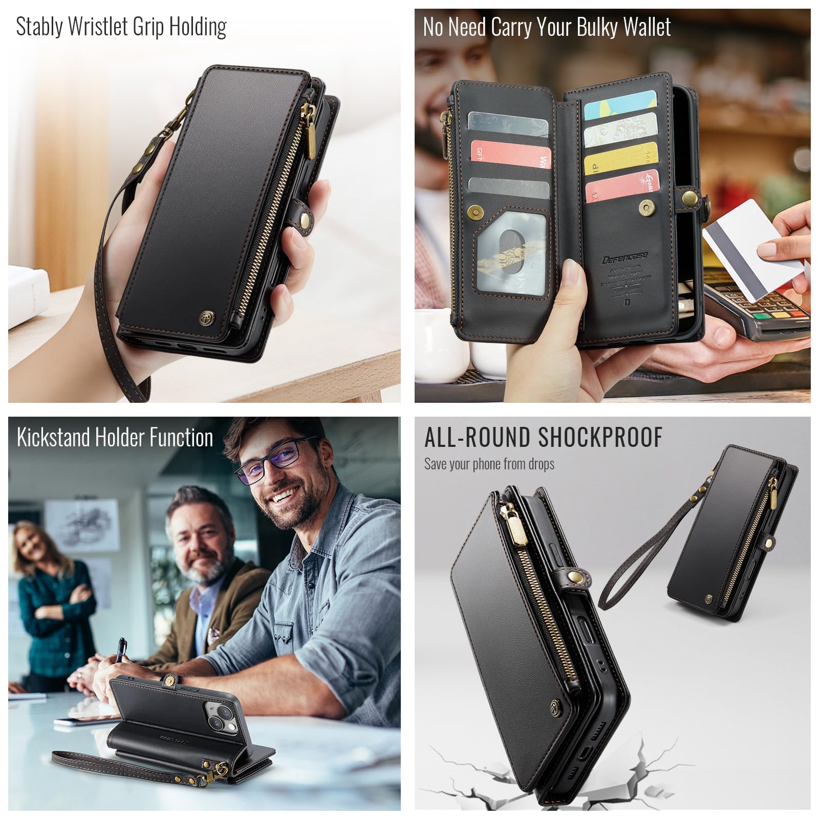 Foto 5 pulgar | Funda Wallet Defense Compatible Con Iphone 14 Plus, Color Negro - Venta Internacional.