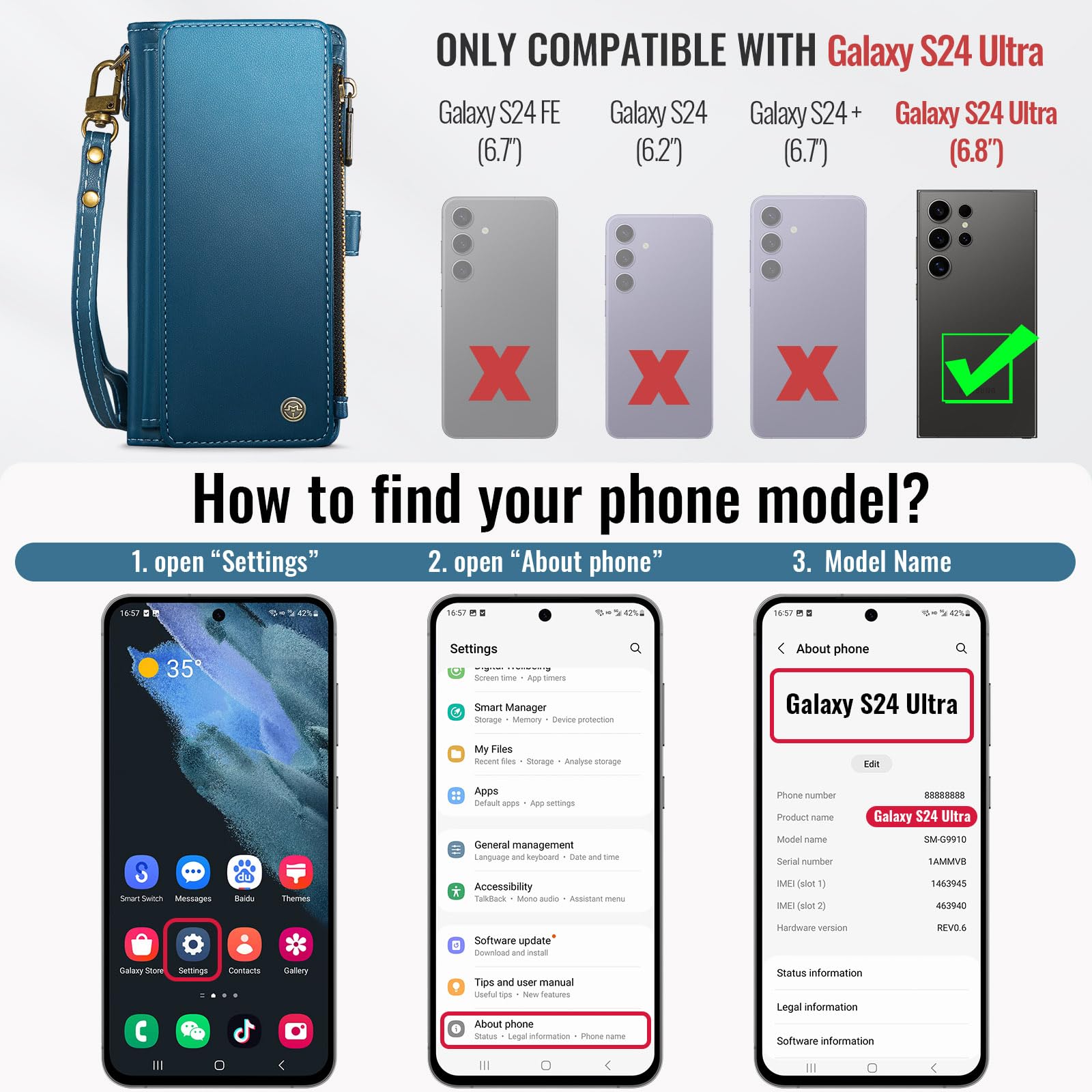 Foto 2 | Funda Wallet Defcase Compatible Con Samsung Galaxy S24 Ultra - Venta Internacional.