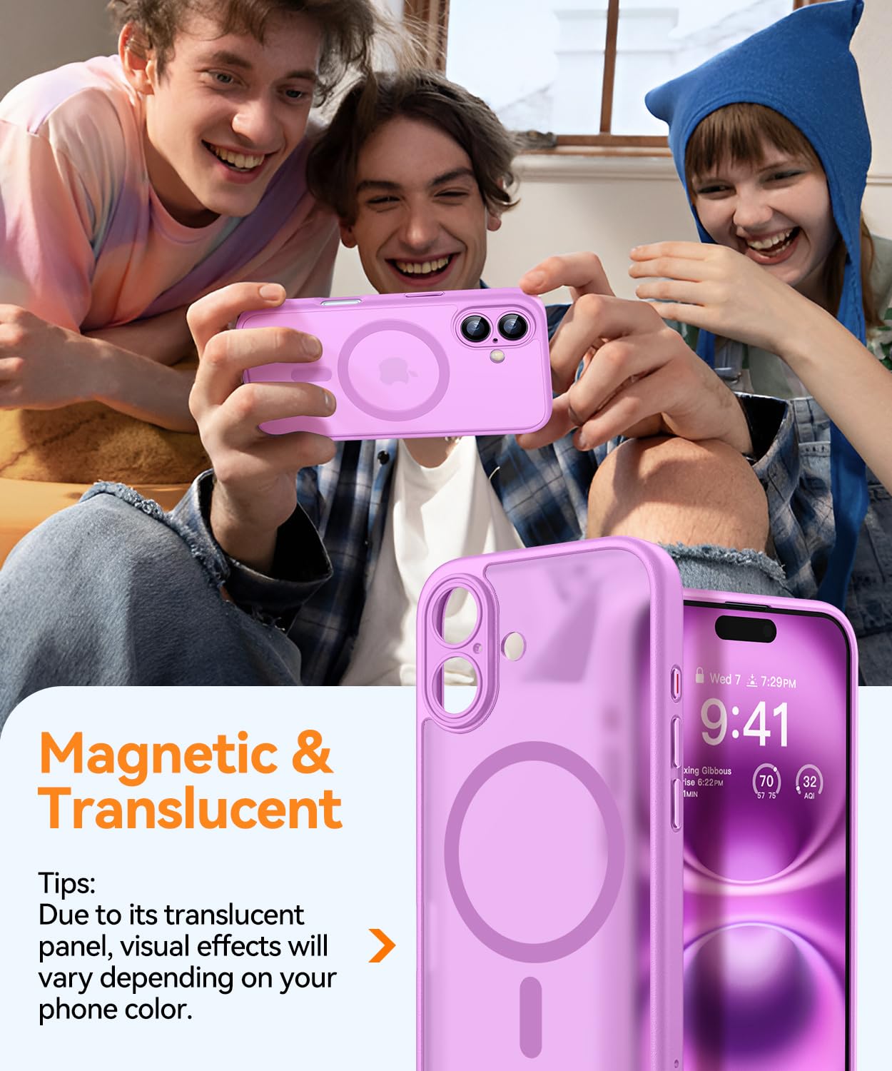 Foto 4 pulgar | Funda Magnética Canshn Para Iphone 16 A Prueba De Golpes, Color Rosa - Venta Internacional.