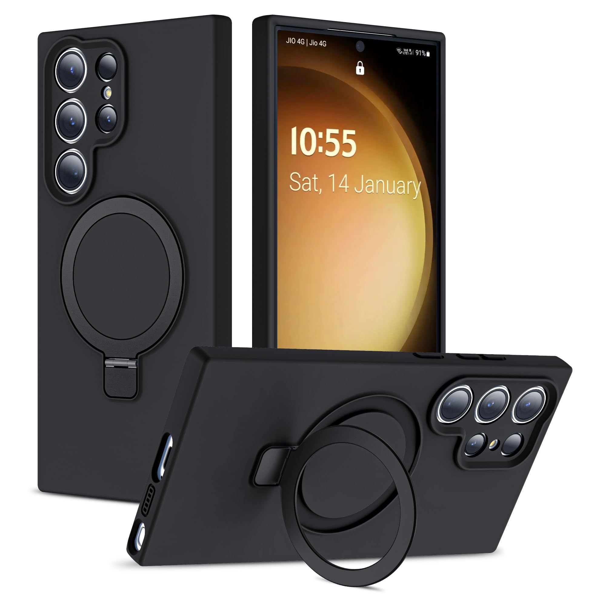 Funda De Teléfono Skylmw Para Samsung Galaxy S23 Ultra 6.8 Pulgadas Negra - Venta Internacional.