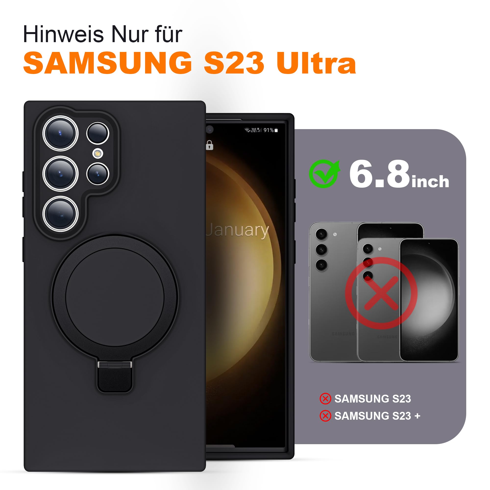 Foto 8 pulgar | Funda De Teléfono Skylmw Para Samsung Galaxy S23 Ultra 6.8 Pulgadas Negra - Venta Internacional.