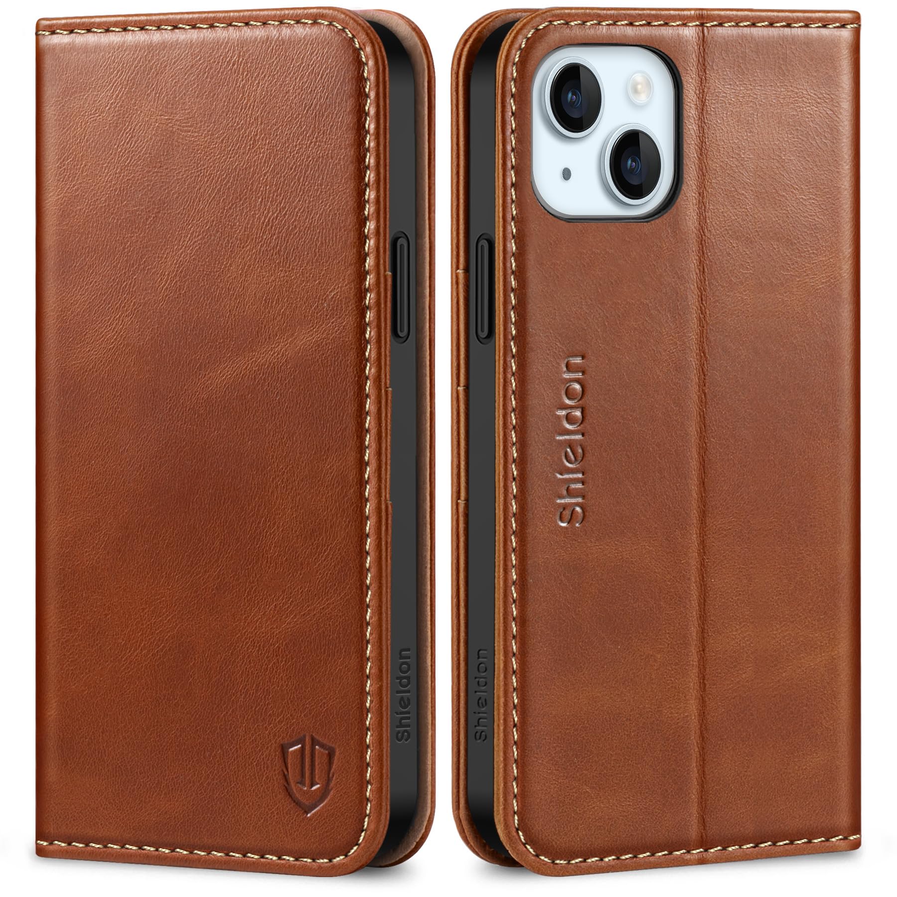 Foto 2 pulgar | Funda Shieldon Para Iphone 15 Plus 5g De Piel Auténtica, Color Marrón - Venta Internacional.