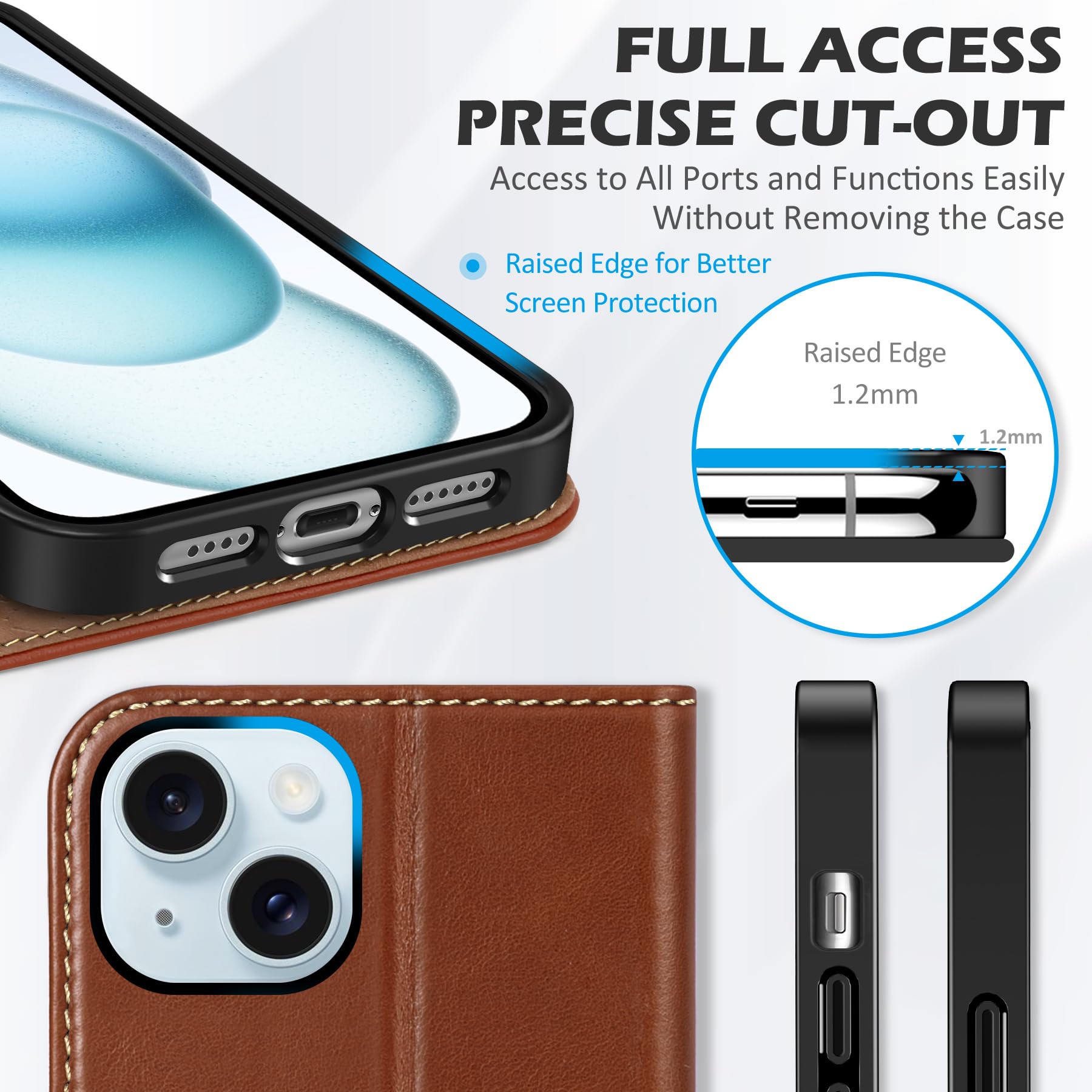 Foto 8 pulgar | Funda Shieldon Para Iphone 15 Plus 5g De Piel Auténtica, Color Marrón - Venta Internacional.