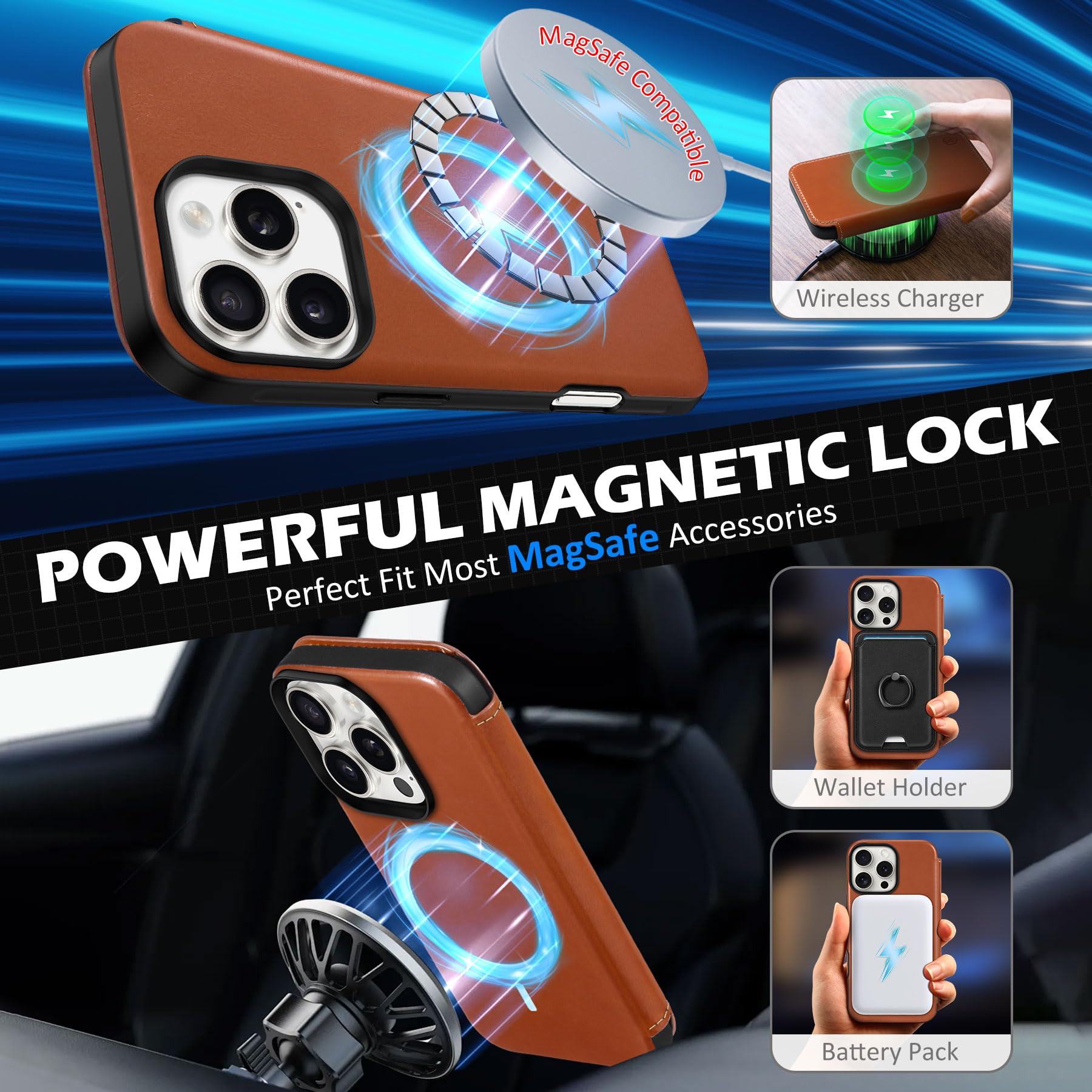 Foto 7 pulgar | Funda Tipo Cartera Shieldon Para Iphone 16 Pro 5g 2024 De Piel Auténtica - Venta Internacional.