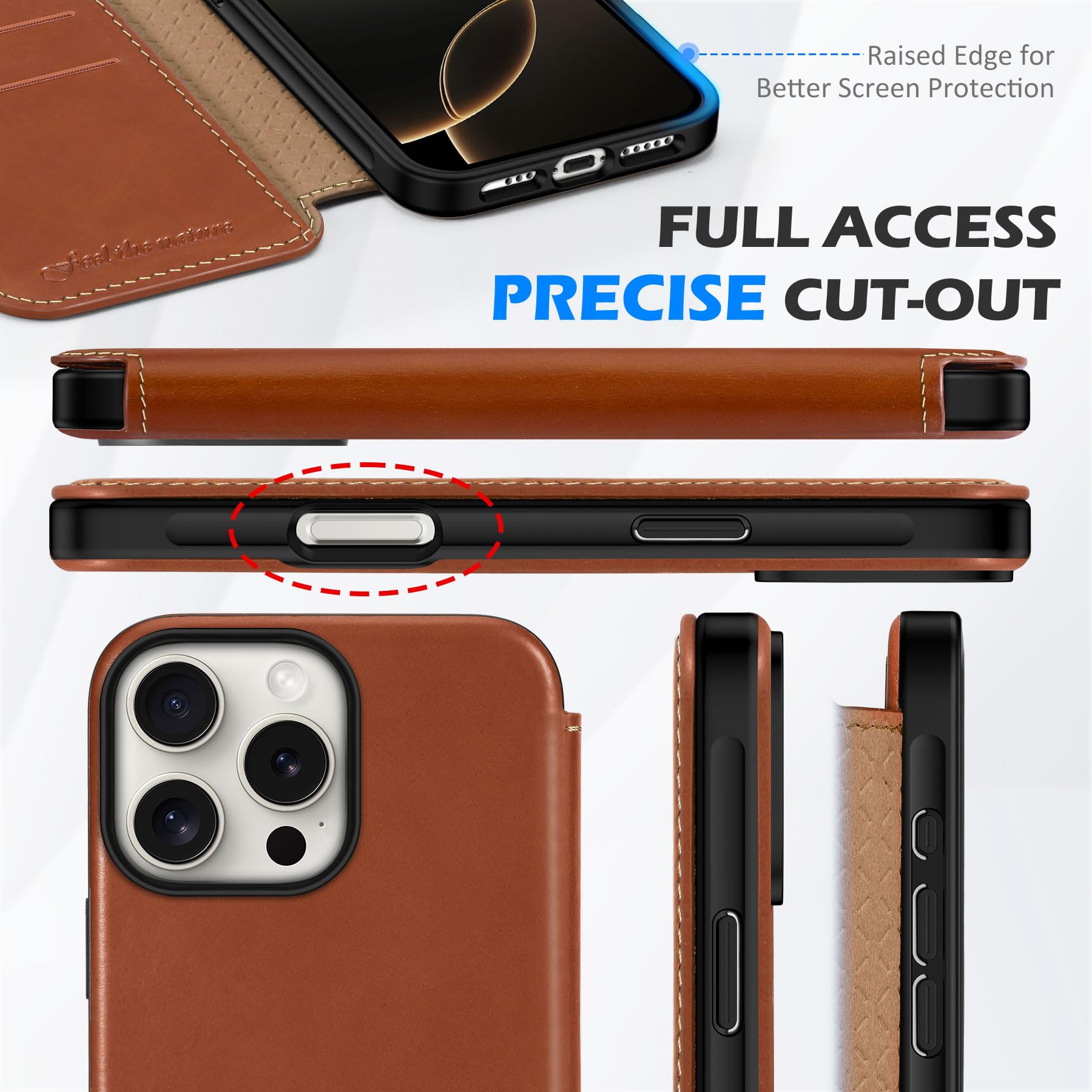 Foto 8 pulgar | Funda Tipo Cartera Shieldon Para Iphone 16 Pro 5g 2024 De Piel Auténtica - Venta Internacional.