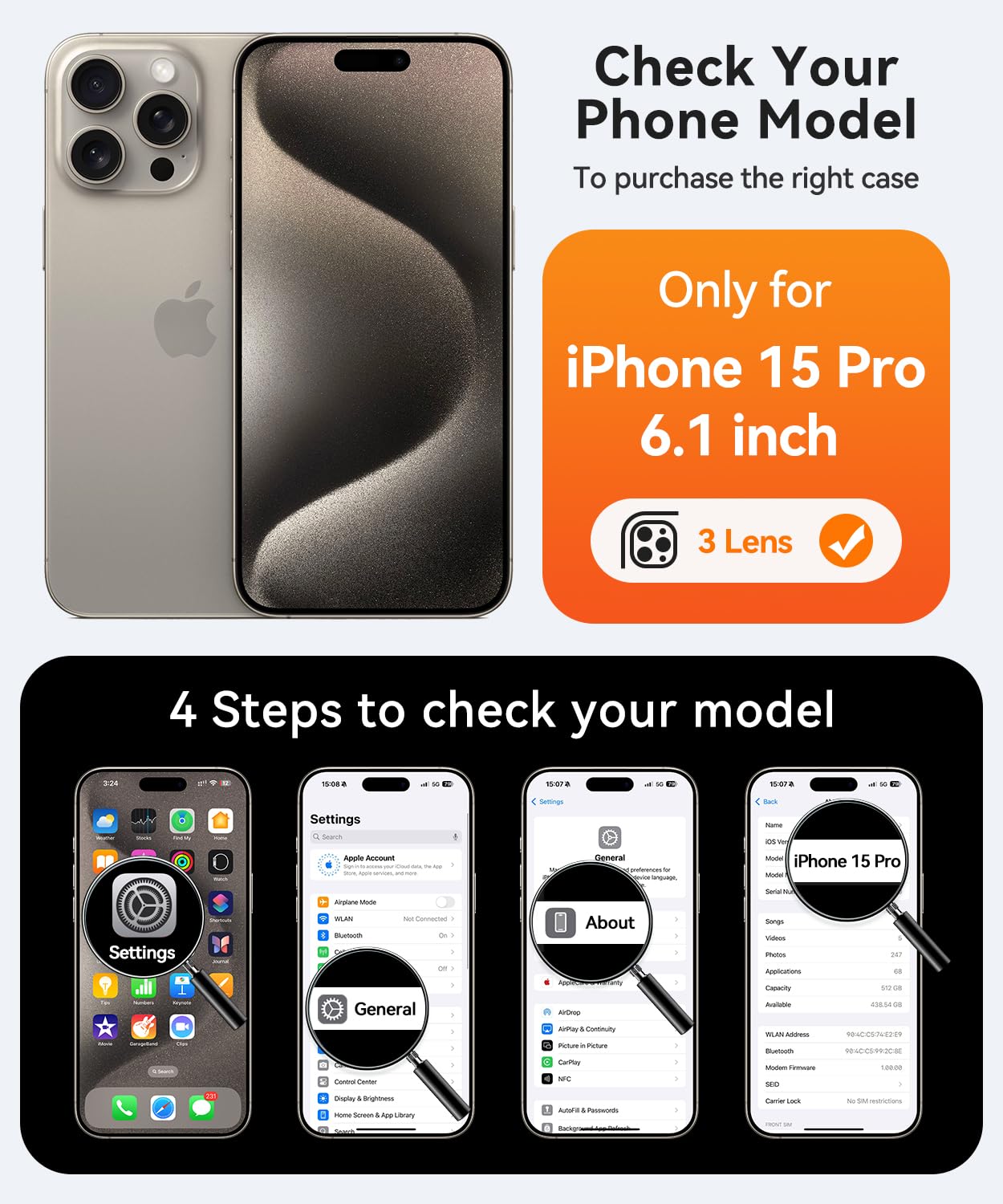 Foto 3 pulgar | Funda Magnética Canshn Compatible Con Iphone 15 Pro De 6.1 Pulgadas - Venta Internacional.