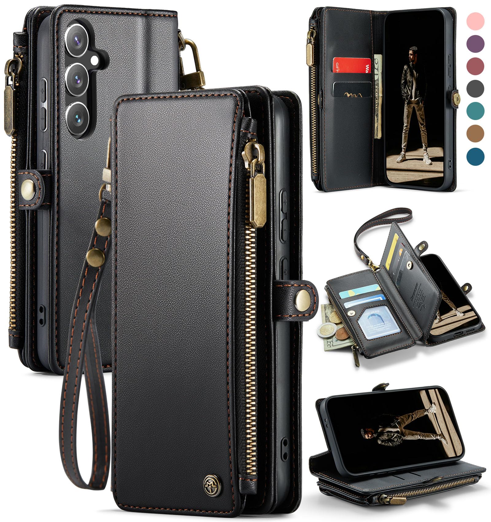 Foto 2 pulgar | Funda Wallet Defcase Compatible Con Samsung Galaxy S24, Color Negro - Venta Internacional.