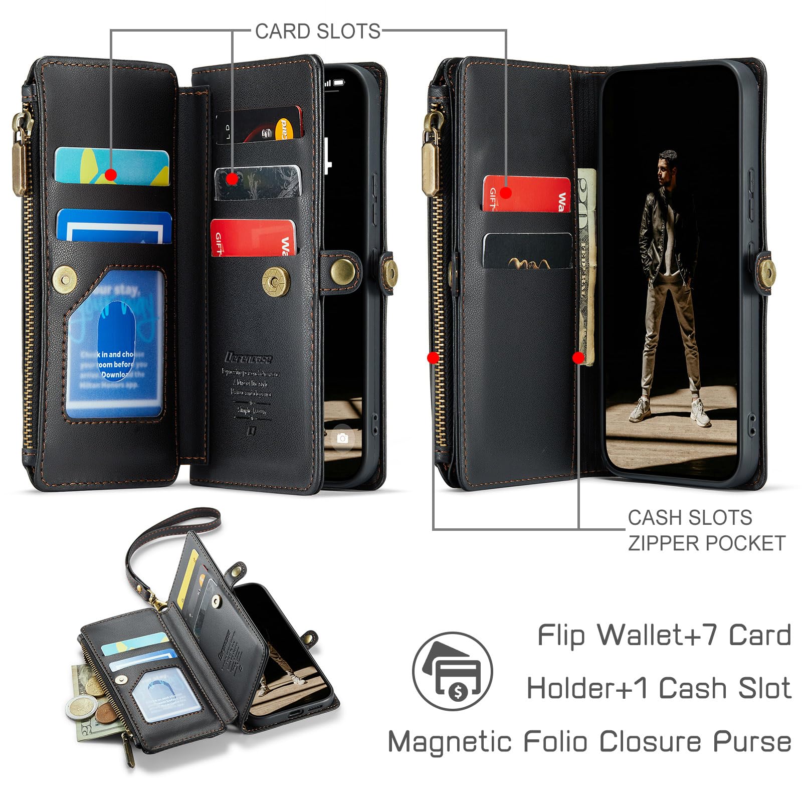 Foto 3 | Funda Wallet Defcase Compatible Con Samsung Galaxy S24, Color Negro - Venta Internacional.