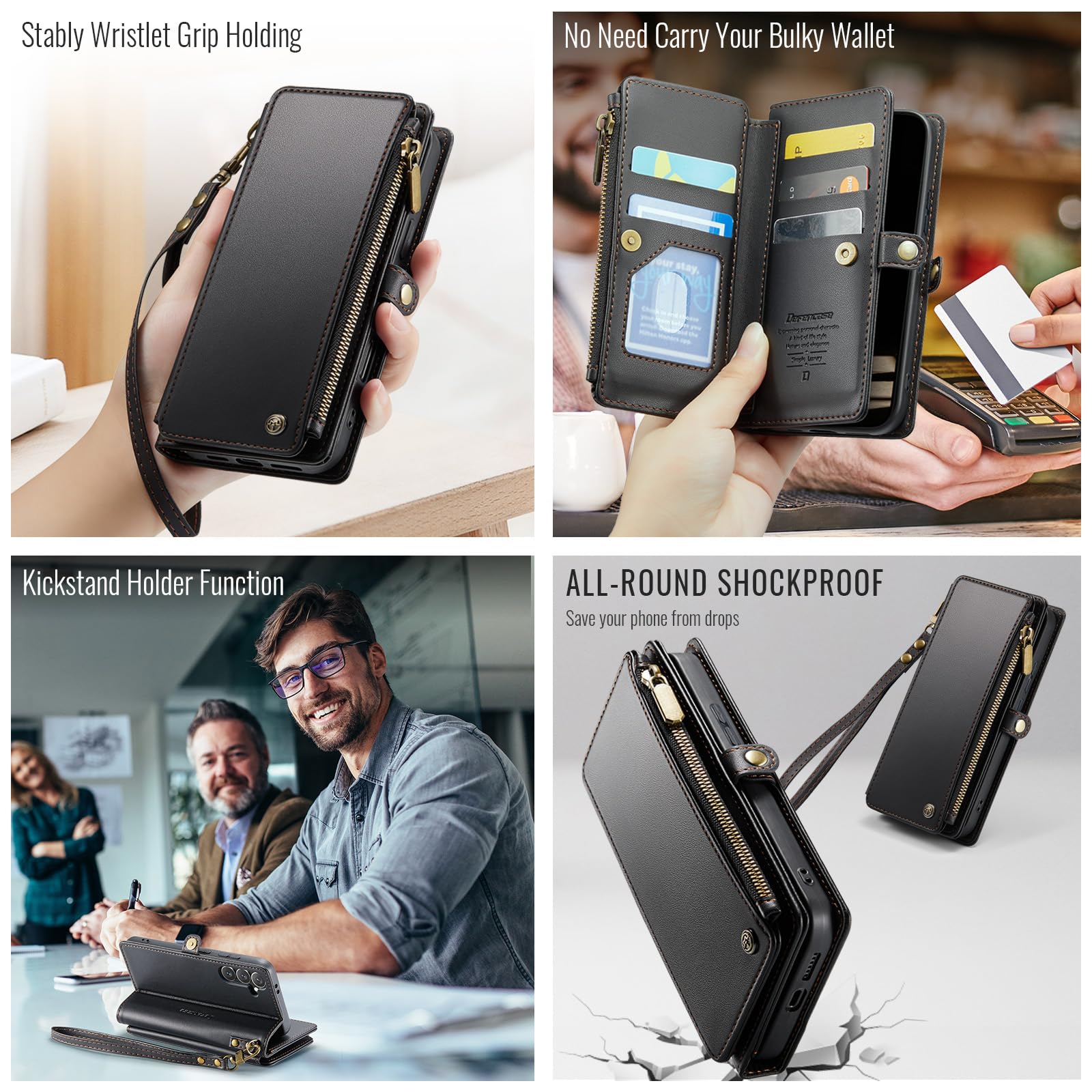 Foto 5 pulgar | Funda Wallet Defcase Compatible Con Samsung Galaxy S24, Color Negro - Venta Internacional.