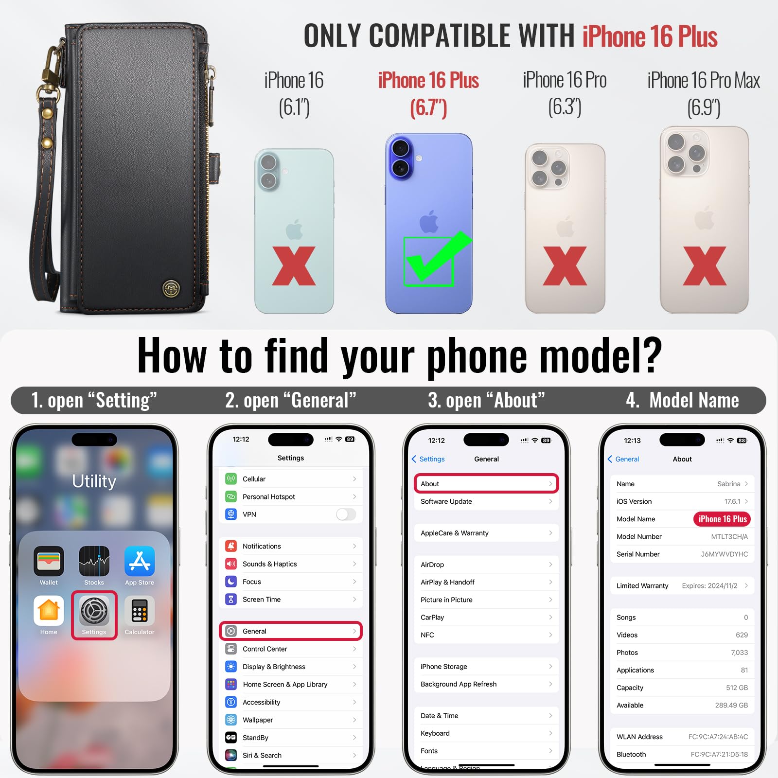 Foto 2 | Funda Para Teléfono Wallet Defense Compatible Con Iphone 16 Plus - Venta Internacional.