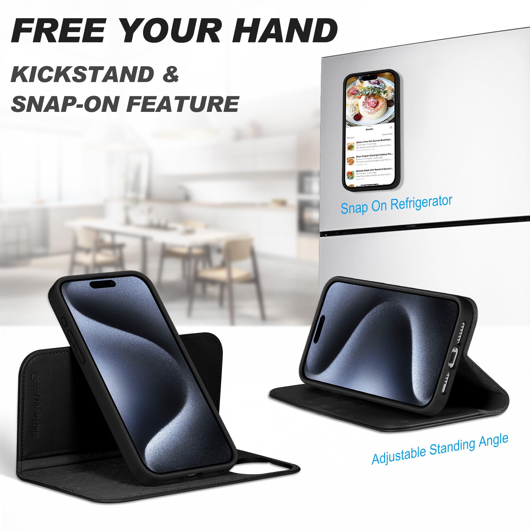 Foto 6 pulgar | Funda Shieldon Para Iphone 15 Pro Max De Piel Auténtica, Color Negro - Venta Internacional.