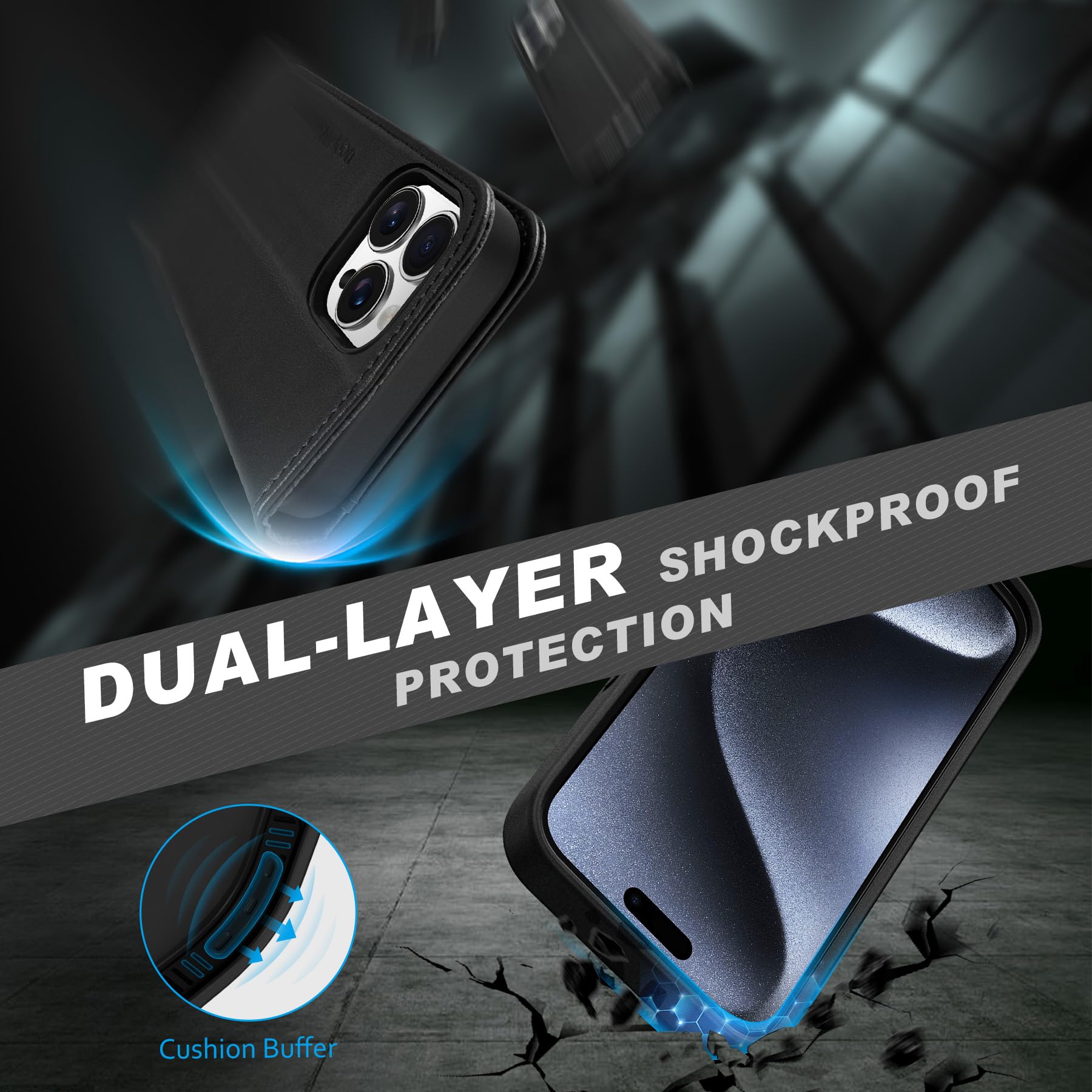Foto 8 pulgar | Funda Shieldon Para Iphone 15 Pro Max De Piel Auténtica, Color Negro - Venta Internacional.