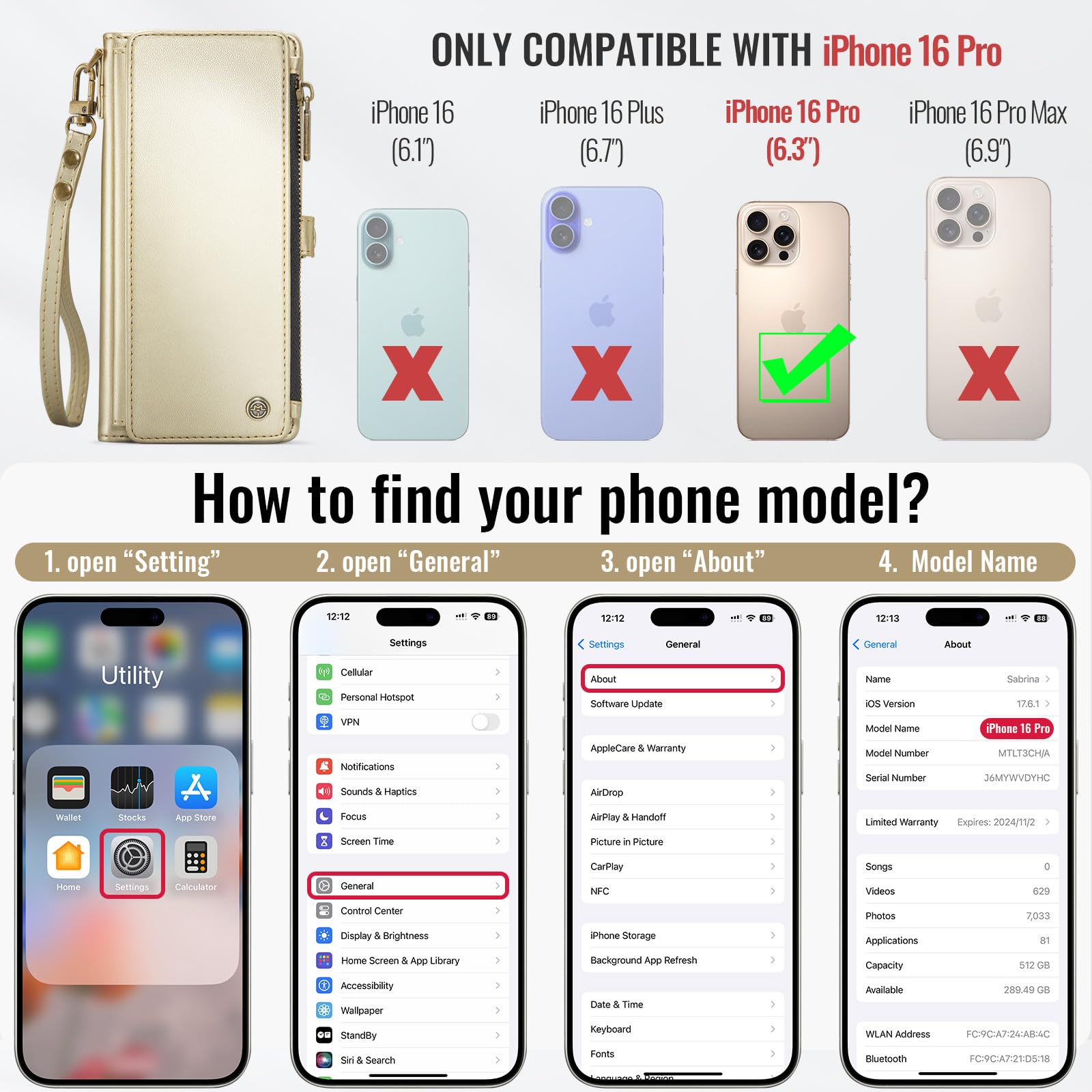 Foto 3 pulgar | Funda De Teléfono Wallet Defense Compatible Con Iphone 16 Pro - Venta Internacional.