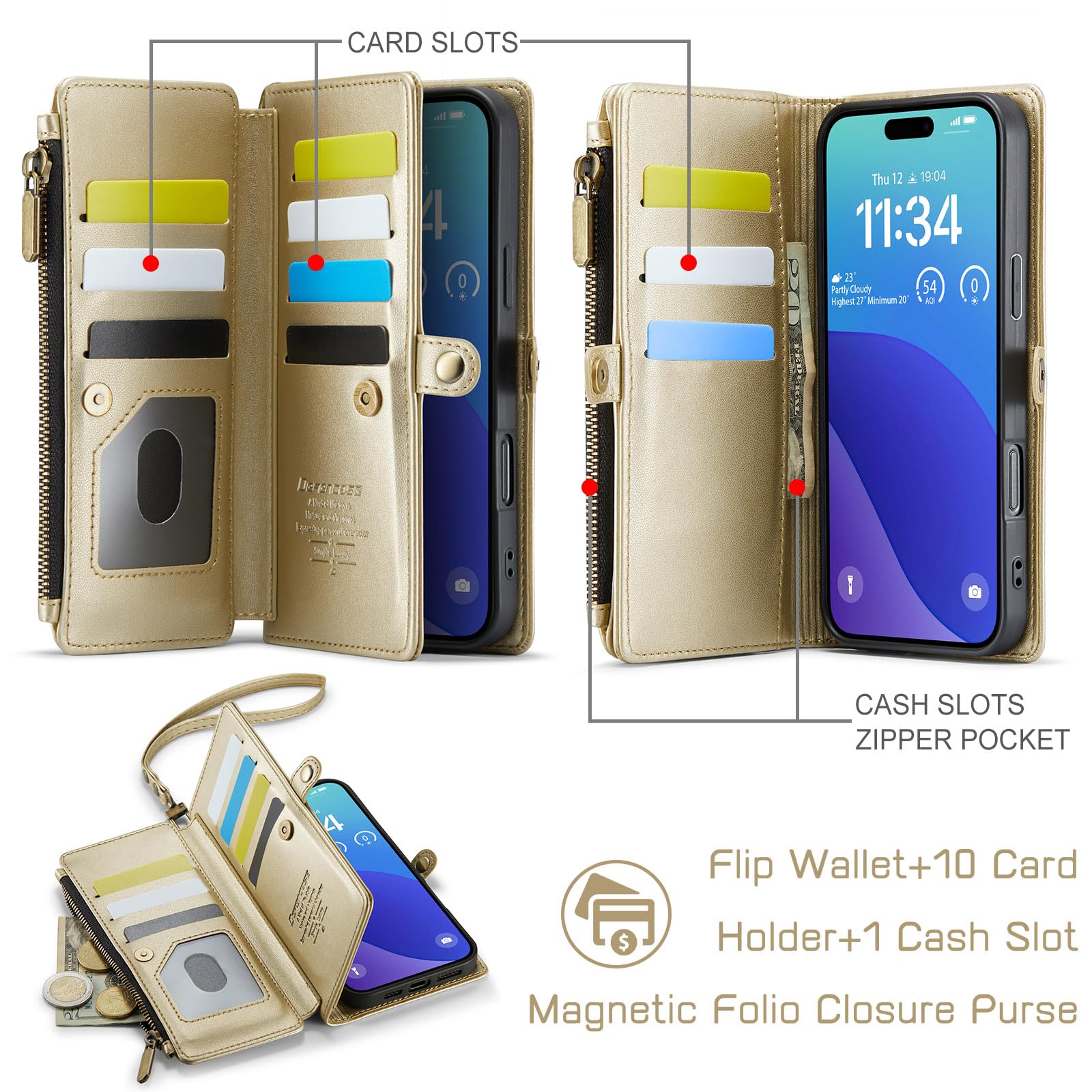 Foto 3 | Funda De Teléfono Wallet Defense Compatible Con Iphone 16 Pro - Venta Internacional.