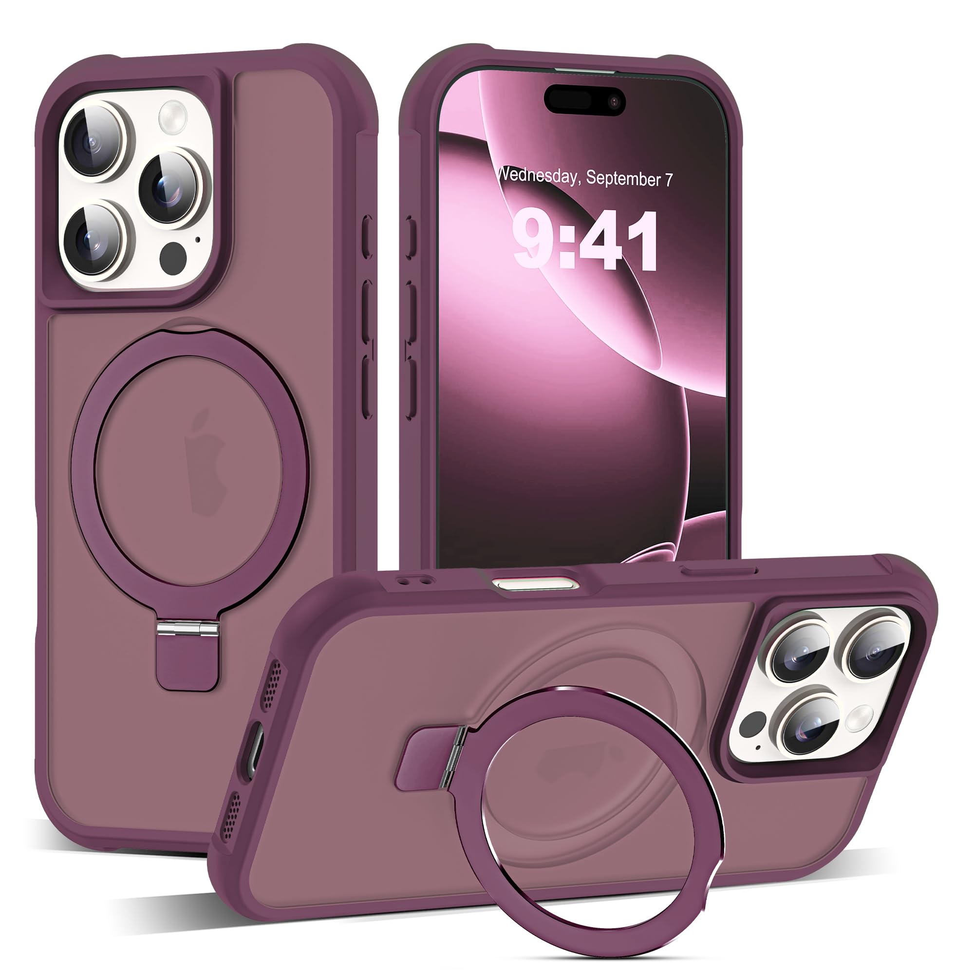 Foto 2 pulgar | Funda De Teléfono Sky-lmw Compatible Con Iphone 16 Pro, Color Rojo Vino - Venta Internacional.