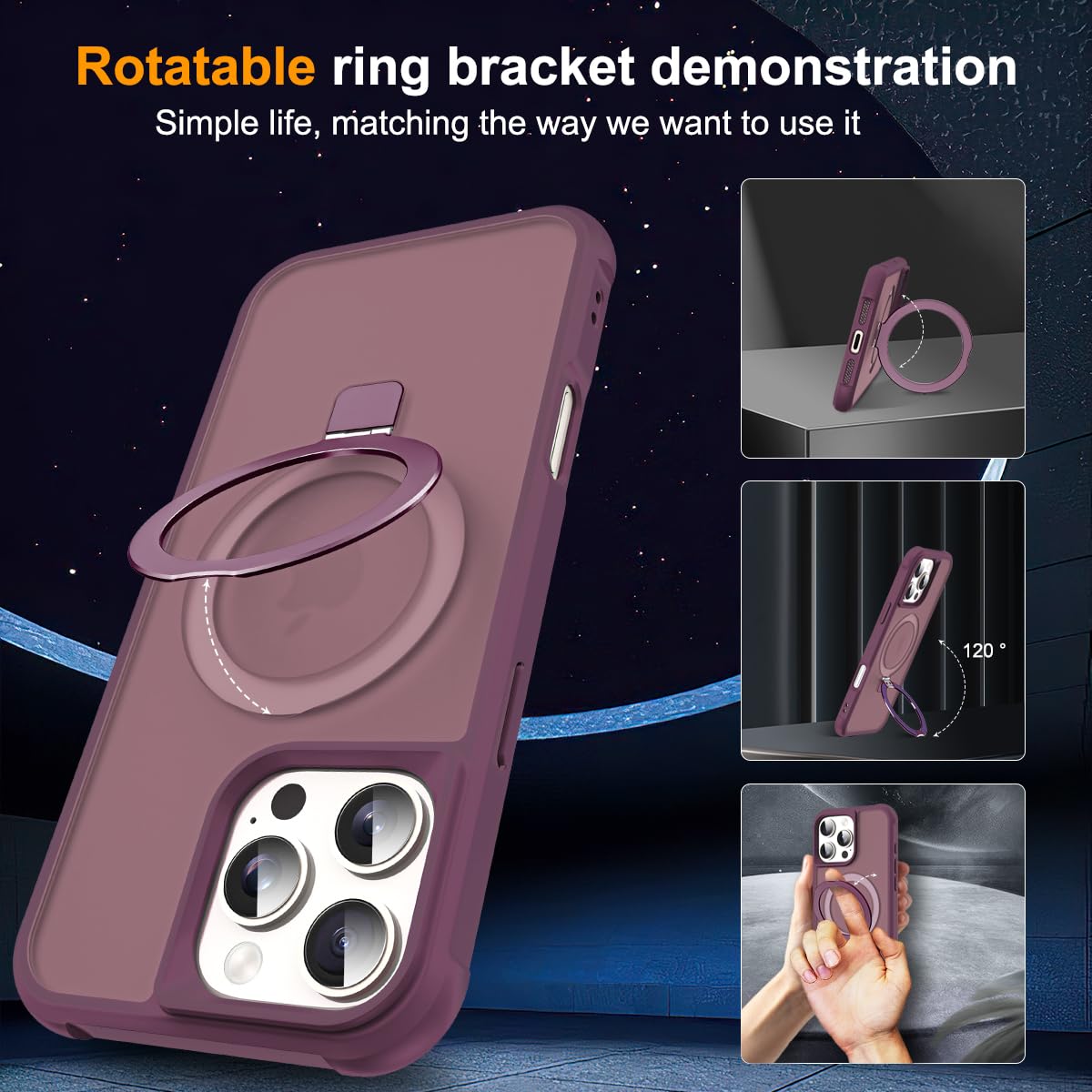 Foto 3 pulgar | Funda De Teléfono Sky-lmw Compatible Con Iphone 16 Pro, Color Rojo Vino - Venta Internacional.